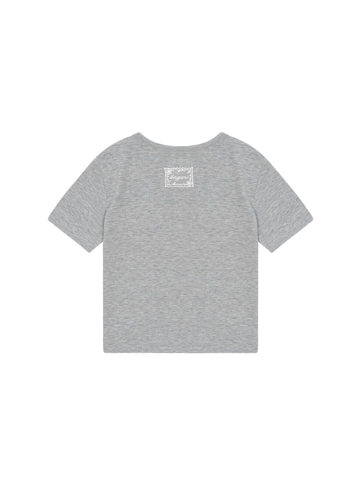 샐러드바구니(SALAD BAGUNI) Lace tag crop tee - gray