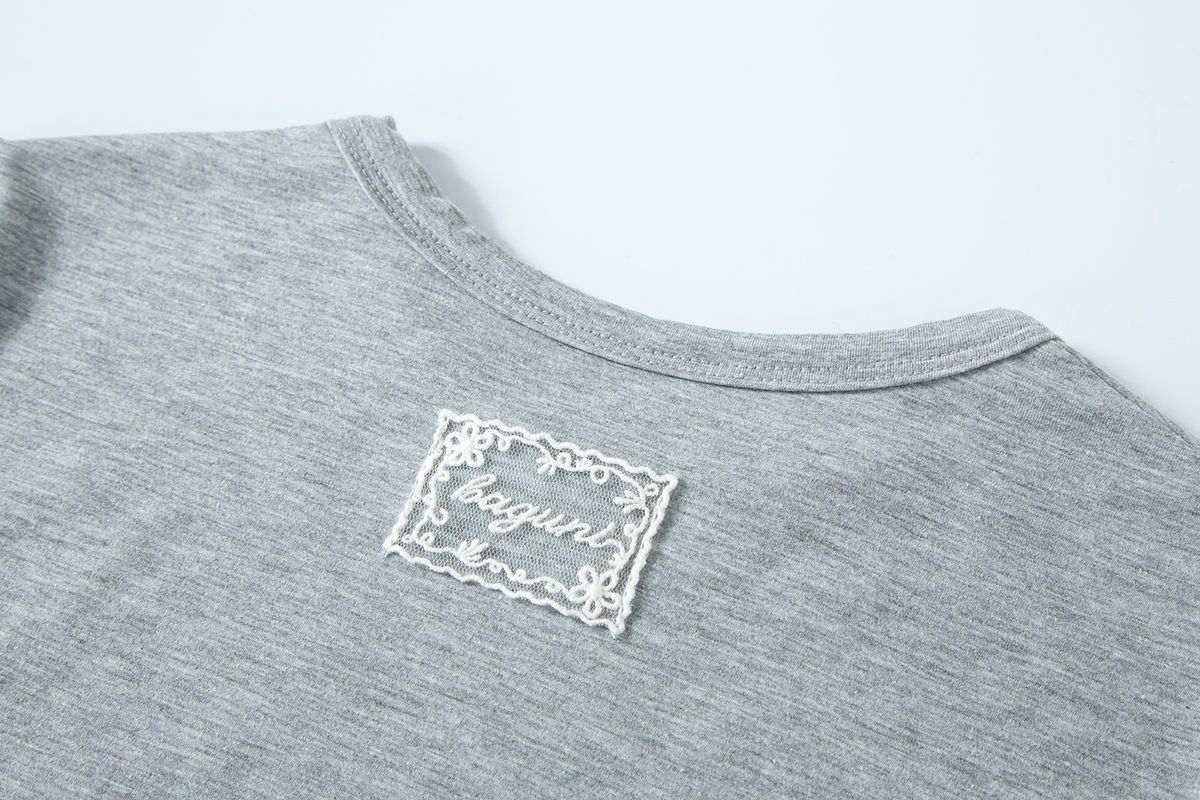 샐러드바구니(SALAD BAGUNI) Lace tag crop tee - gray
