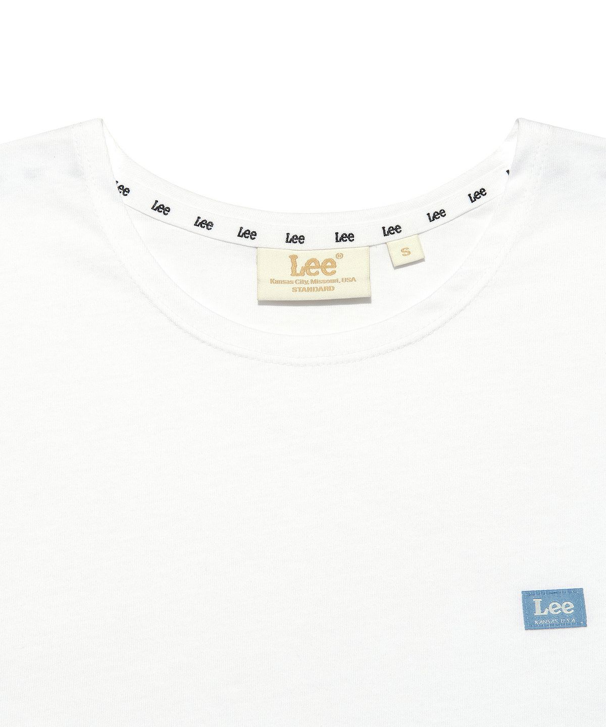 리(LEE) 우먼 라벨 긴팔 티셔츠 화이트