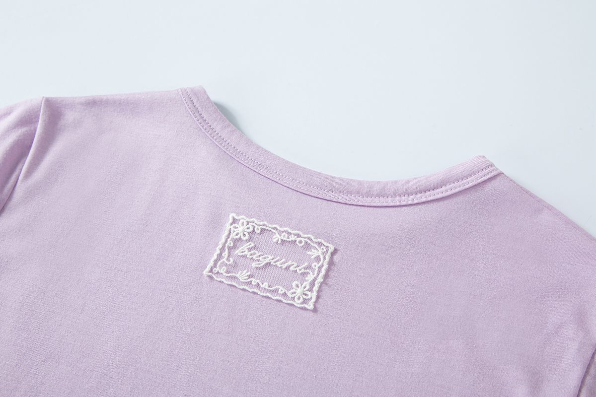 샐러드바구니(SALAD BAGUNI) Lace tag crop tee - purple pink
