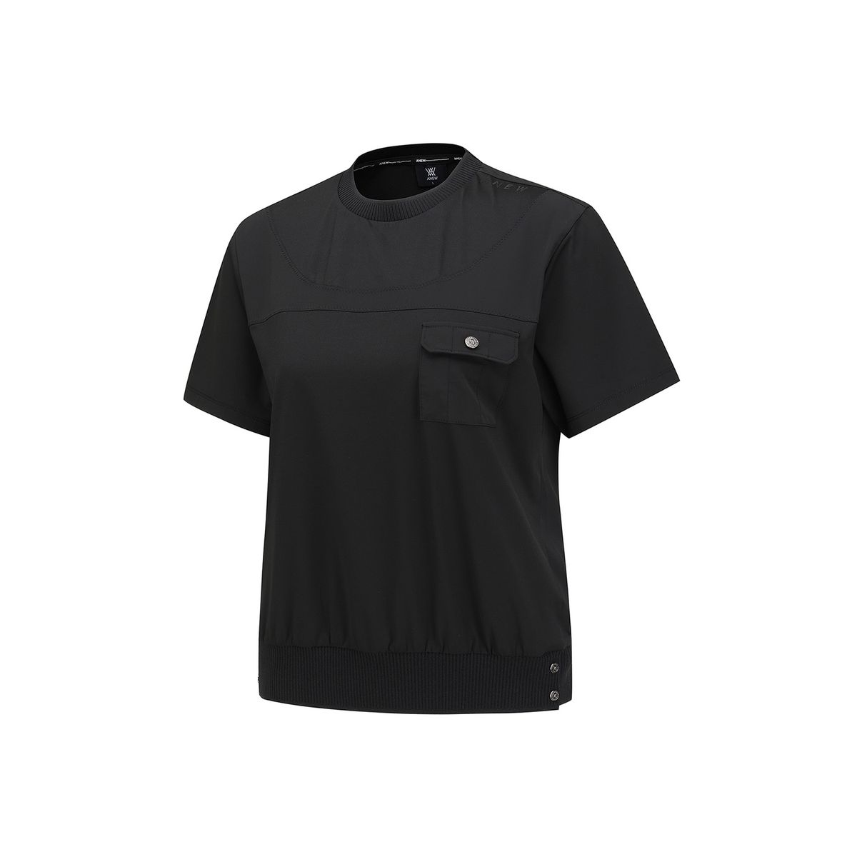어뉴골프(ANEW GOLF) WOMEN FA HYBRID ROUND SHORT T-SHIRT_BK