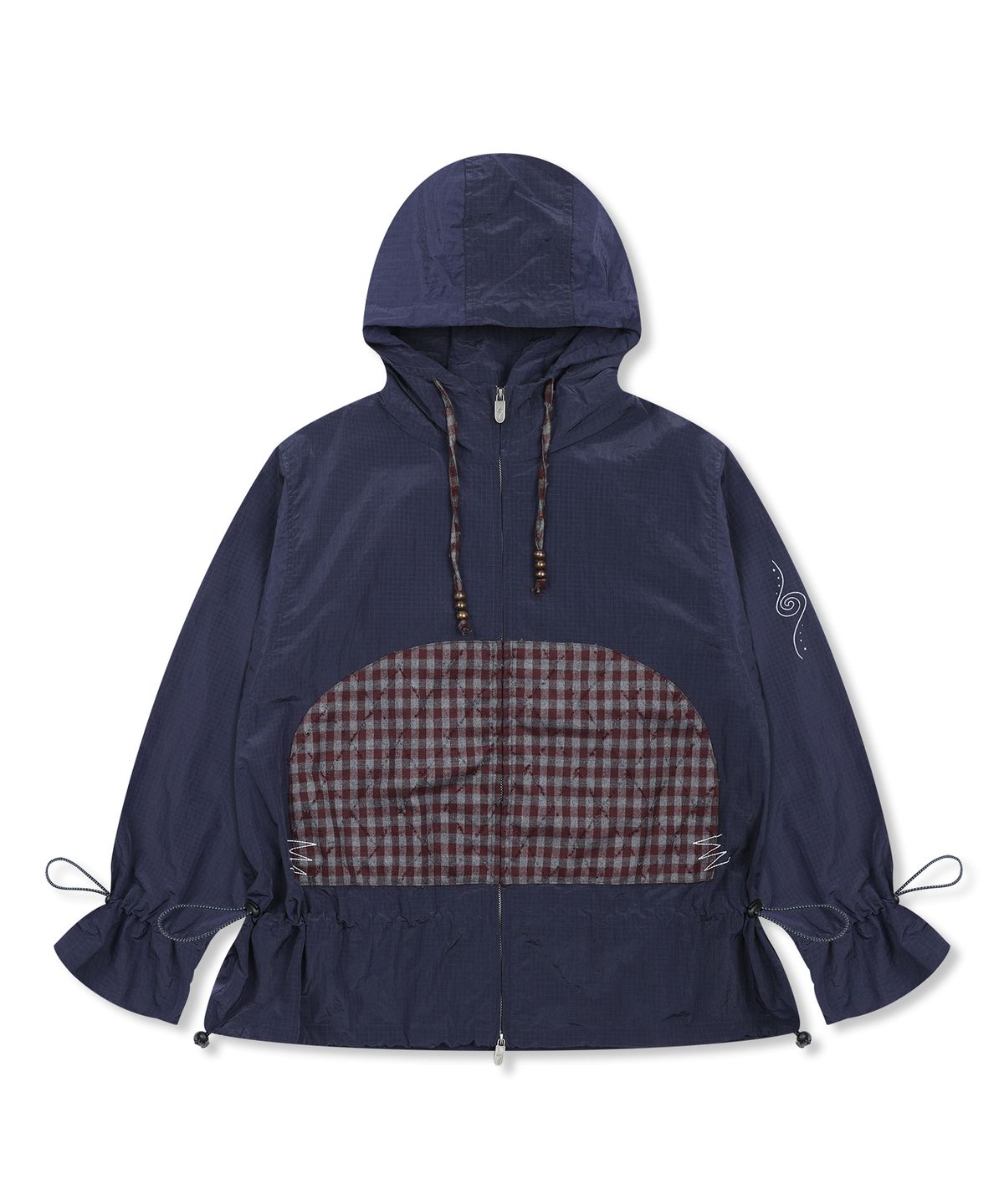 루나키후(RuNaKi'Hu') WXJ029 히나타 체크 배색 립스탑 윈드브레이커 (NAVY)