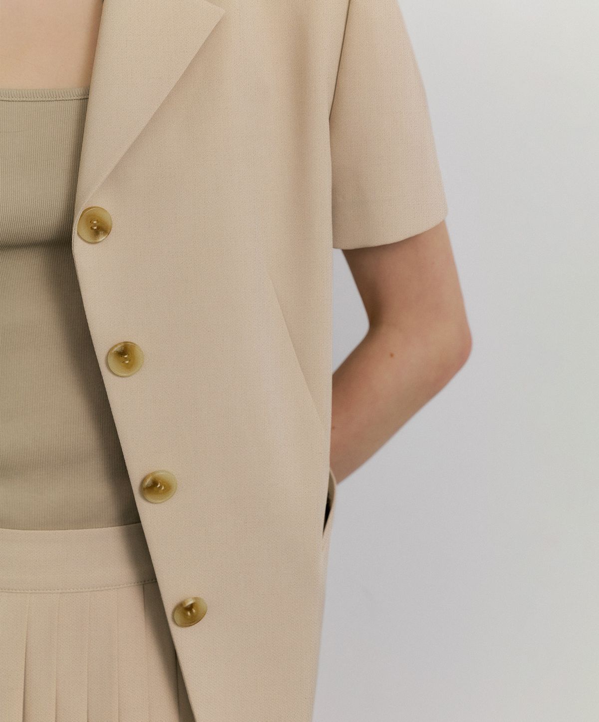 오떼뜨(OCTETTE) ONE BUTTON LINE BLAZER_2COLOR