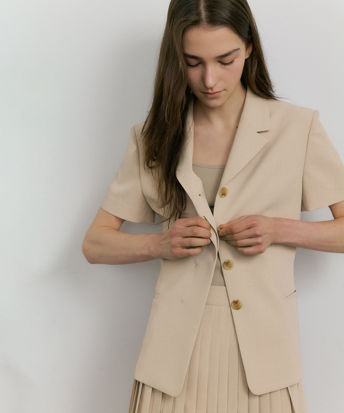 오떼뜨(OCTETTE) ONE BUTTON LINE BLAZER_2COLOR