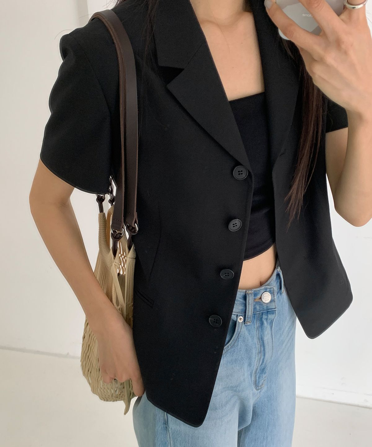 오떼뜨(OCTETTE) ONE BUTTON LINE BLAZER_2COLOR