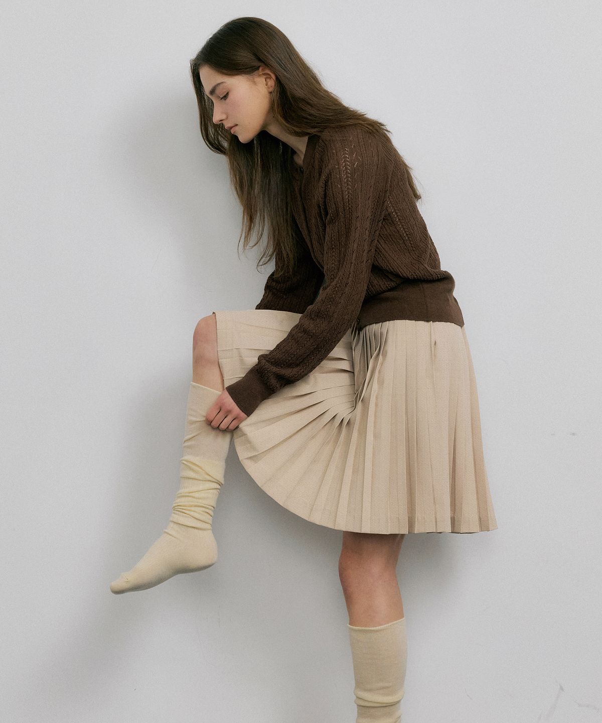 오떼뜨(OCTETTE) ONE BY ONE PLEATS SKIRTS_2COLOR