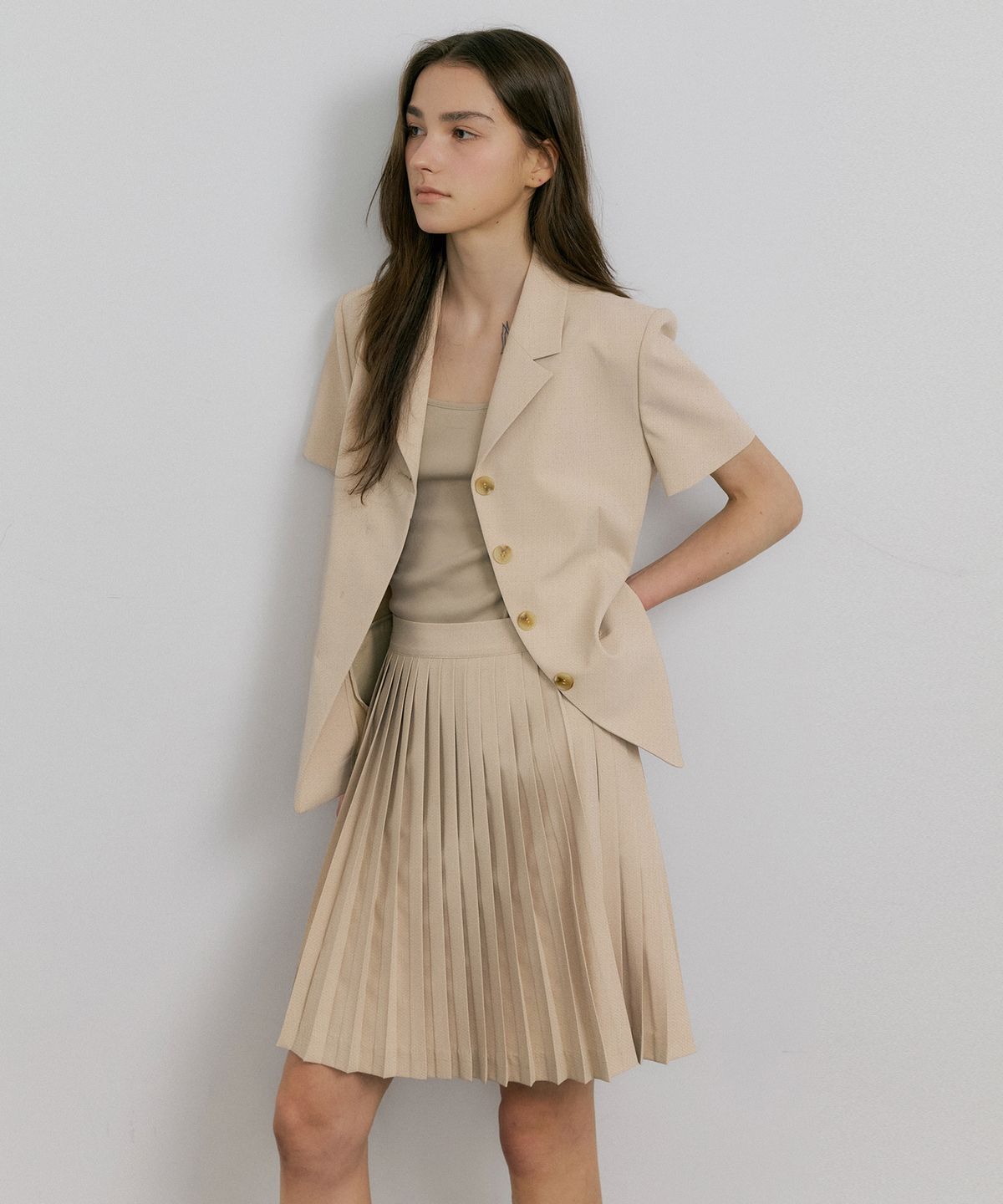 오떼뜨(OCTETTE) ONE BY ONE PLEATS SKIRTS_2COLOR
