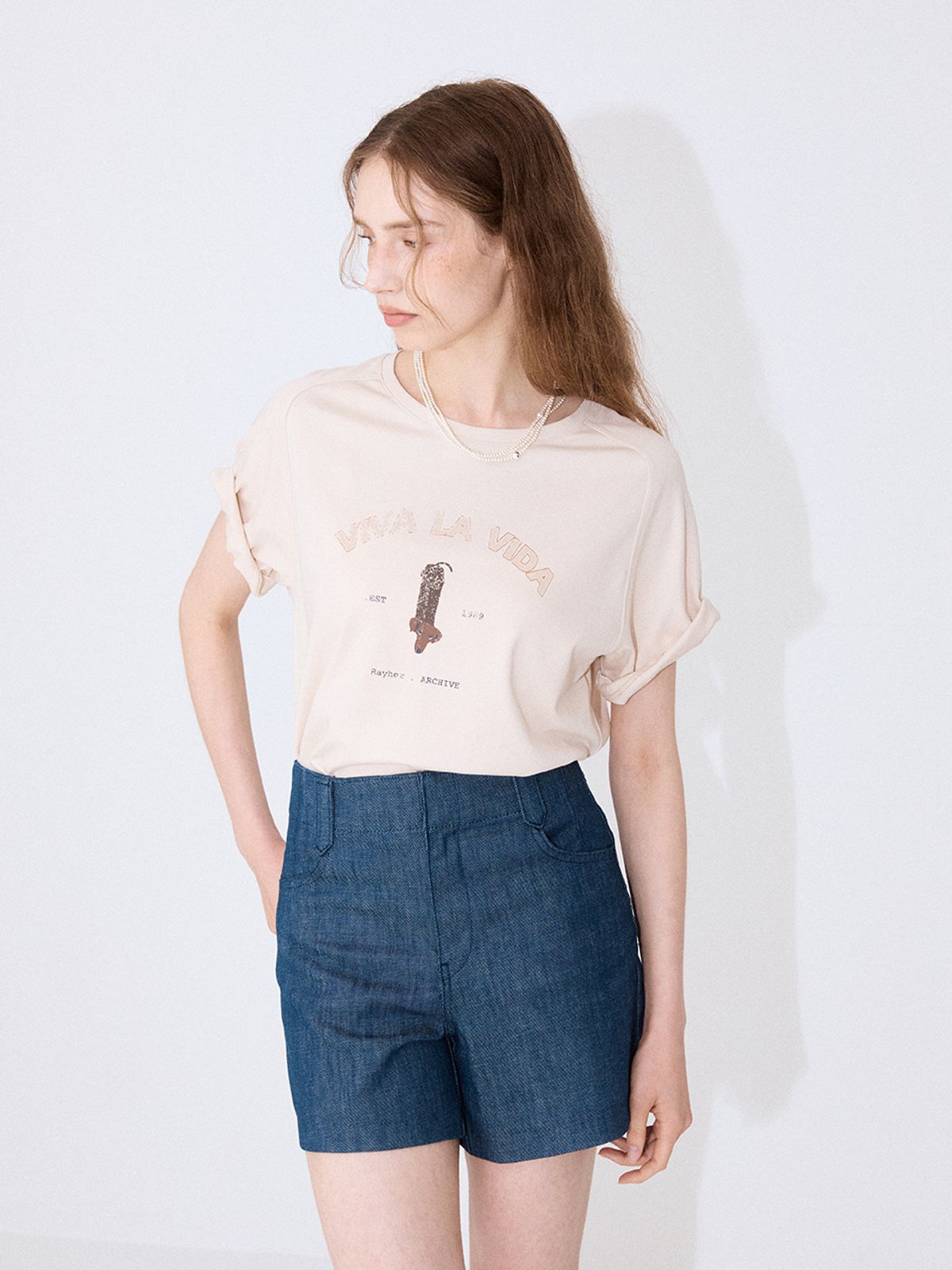 레이허(RAYHER) VIVA LA VIDA dachshund short sleeve T  [L/BEIGE]