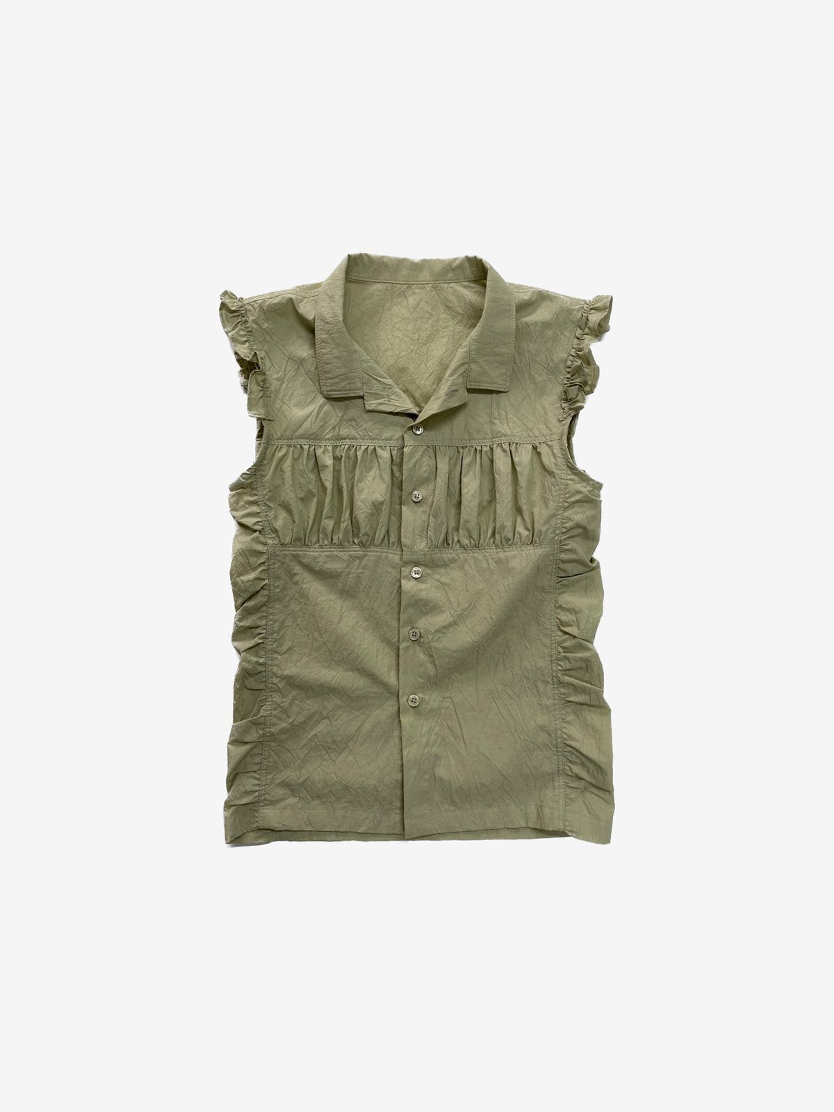 리게(RIGHE) FRILL SHIRT TOP MUSTARD