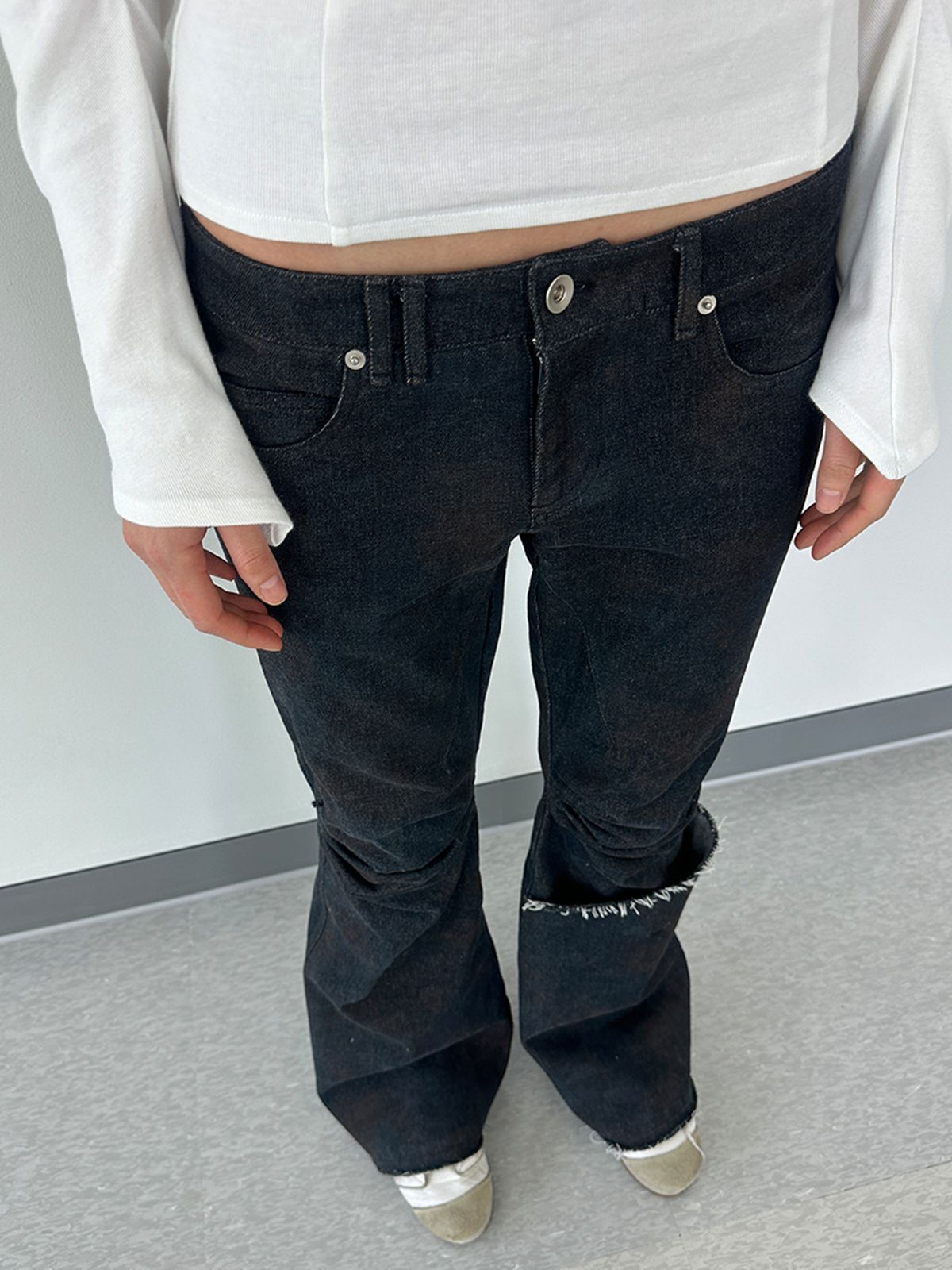 리게(RIGHE) LOW RISE PANTS DENIM CAMO