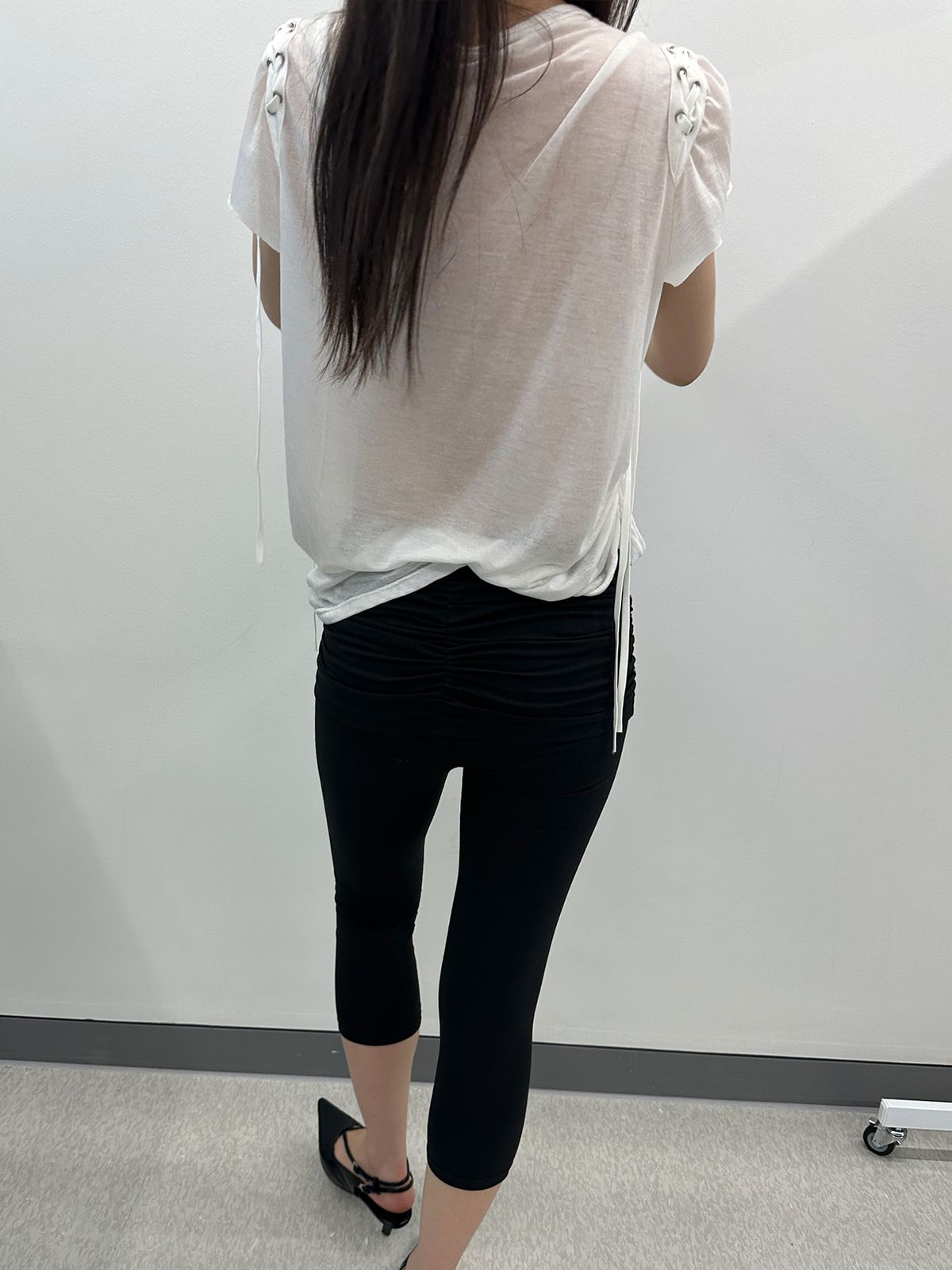 리게(RIGHE) SEETHROUGH SLIM LINE TSHIRT WHITE