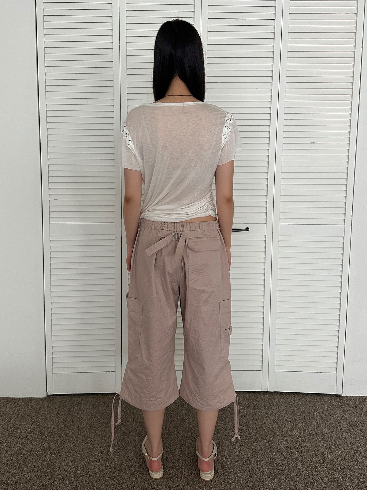 리게(RIGHE) CARGO HALF PANTS LIGHT PINK