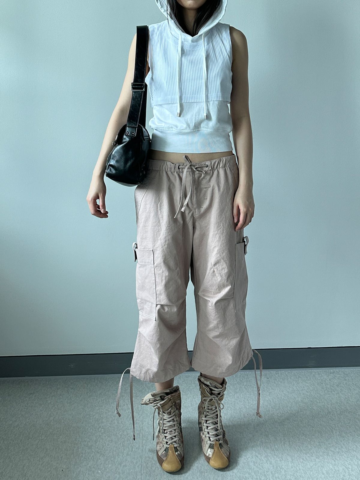 리게(RIGHE) CARGO HALF PANTS LIGHT PINK