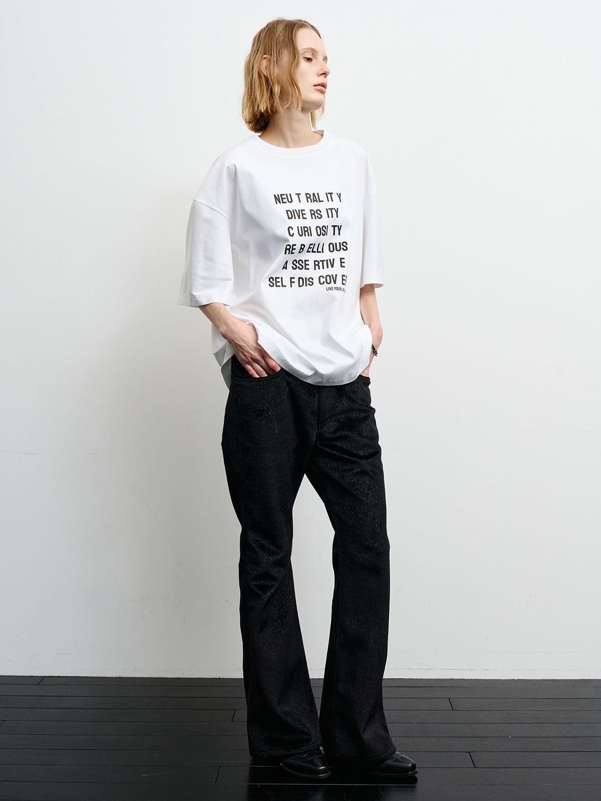 리게(RIGHE) GRAPHIC OVER TSHIRT WHITE