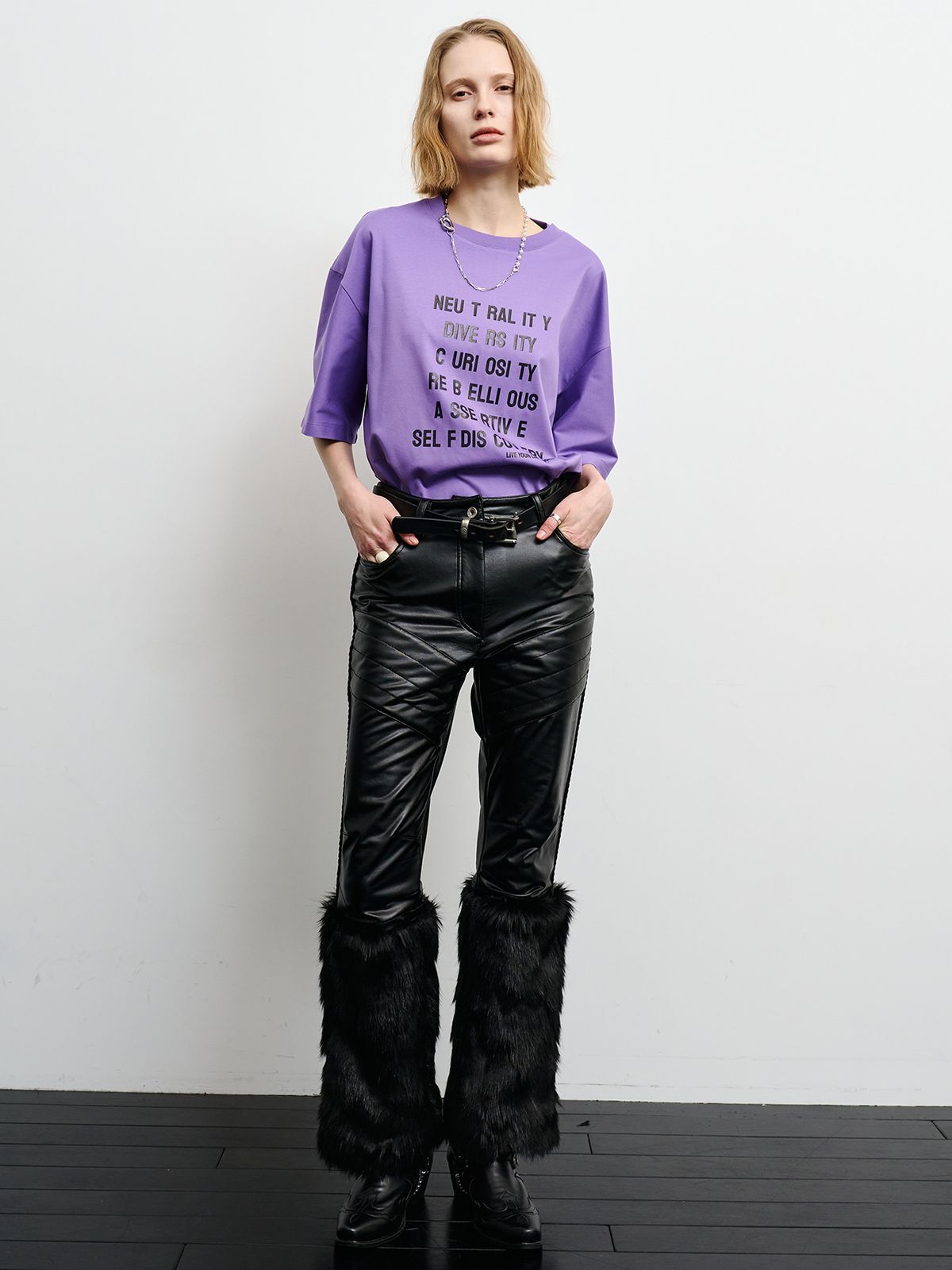 리게(RIGHE) GRAPHIC OVER TSHIRT PURPLE