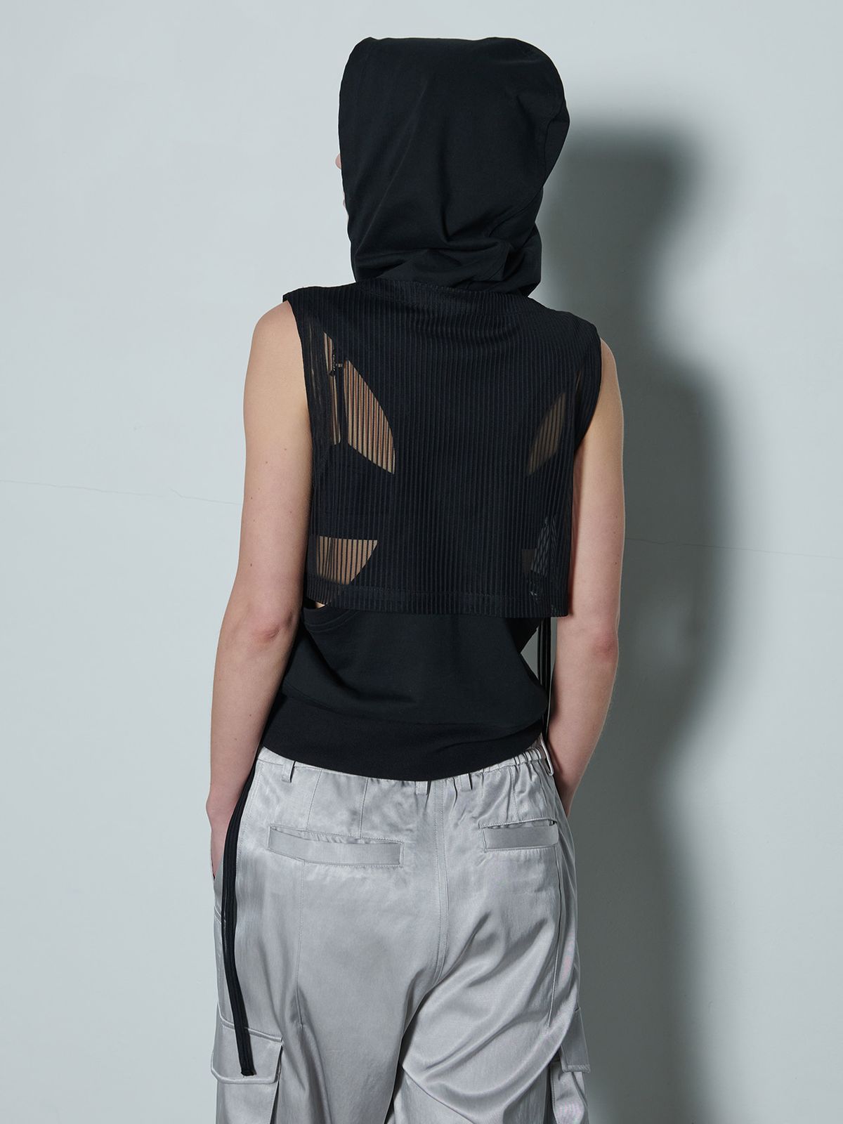 리게(RIGHE) LAYERED HOODIE VEST_MESH BLACK