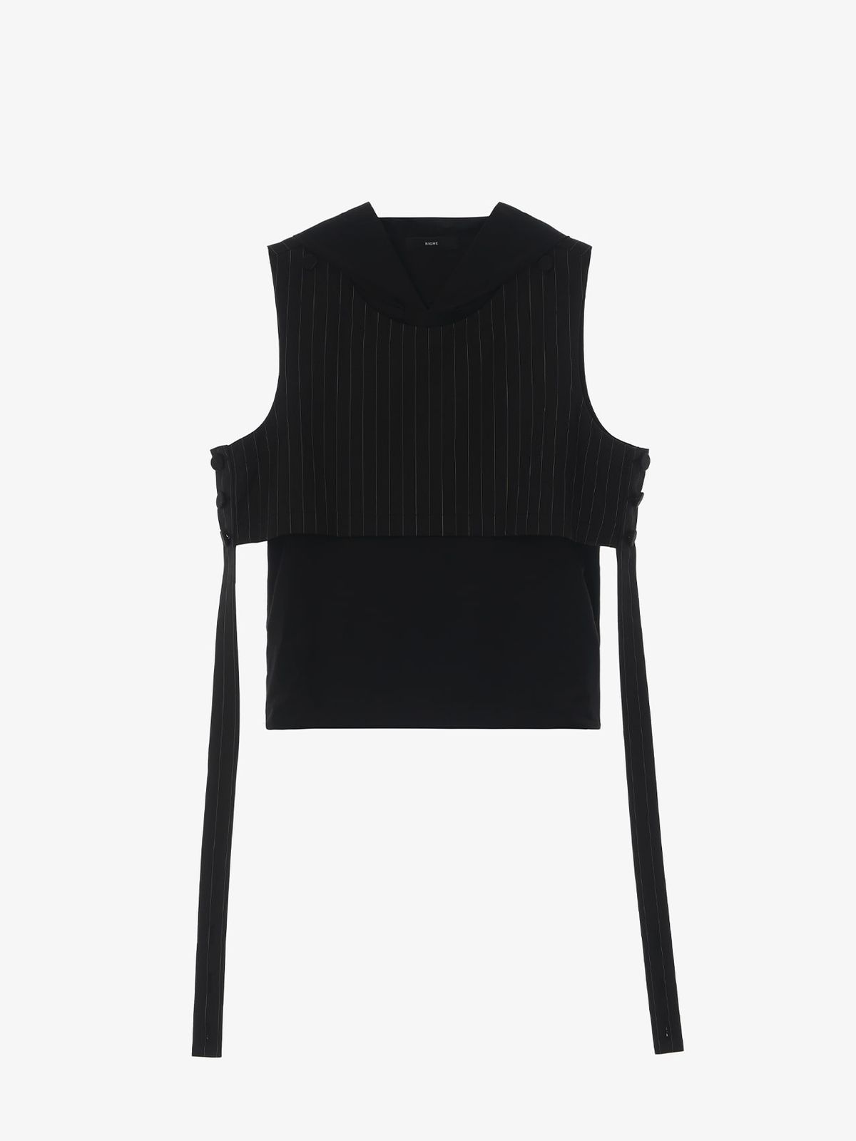 리게(RIGHE) LAYERED HOODIE VEST_TR  BLACK