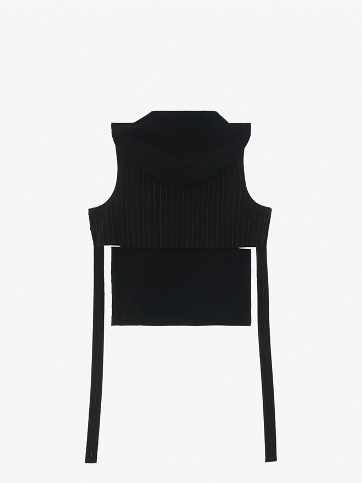 리게(RIGHE) LAYERED HOODIE VEST_TR  BLACK