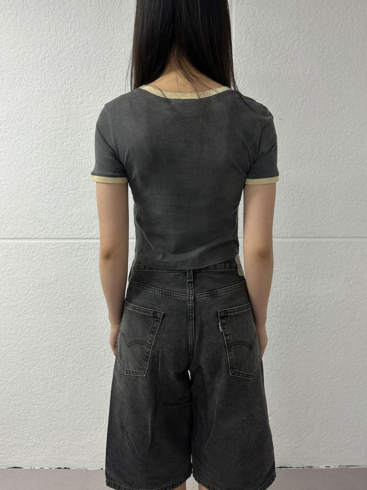 리게(RIGHE) RINGER T-SHIRT CHARCOAL