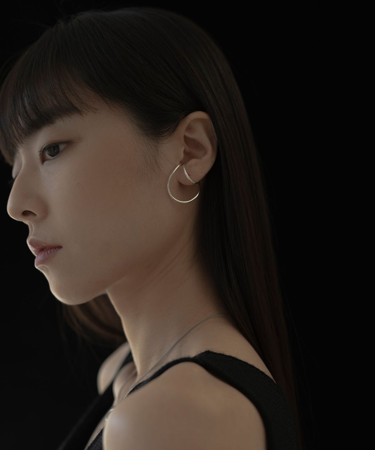 노비스도쿄(NOVICE TOKYO) 더블 라지 후프 이어커프 Double Large Hoop Ear Cuff / Silver
