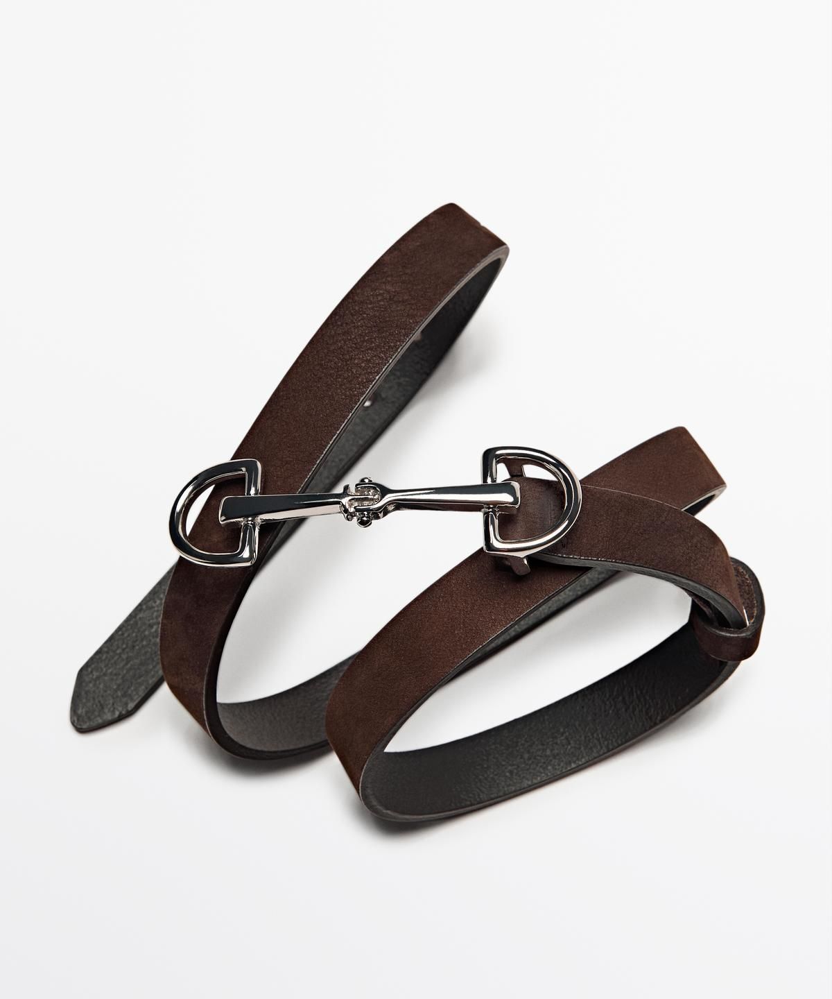 마시모두띠(MASSIMO DUTTI) 승마 스타일 누벅 레더 벨트