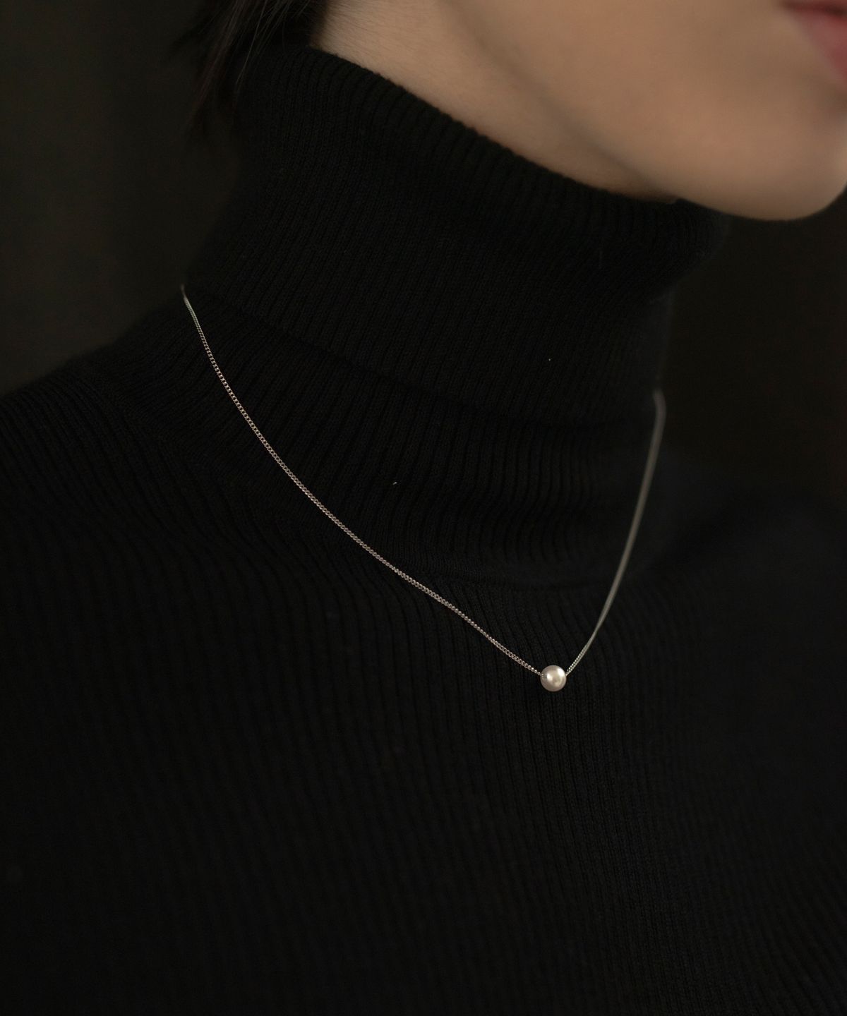 노비스도쿄(NOVICE TOKYO) 싱글 진주 목걸이 Single Pearl Necklace［Stainless］/ silver