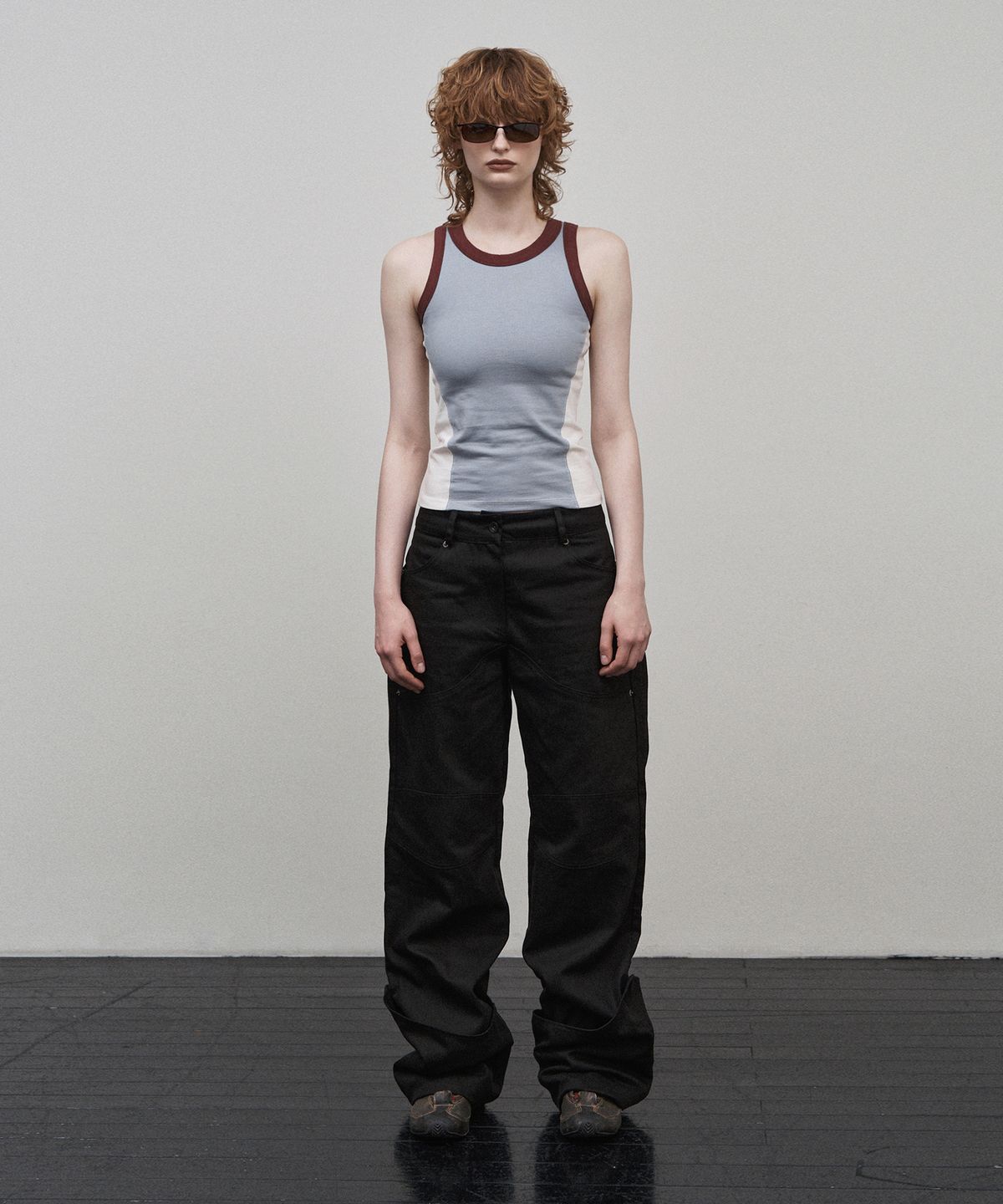 소어티(SOEOTI) Ringer Sleeveless Top (Blue)