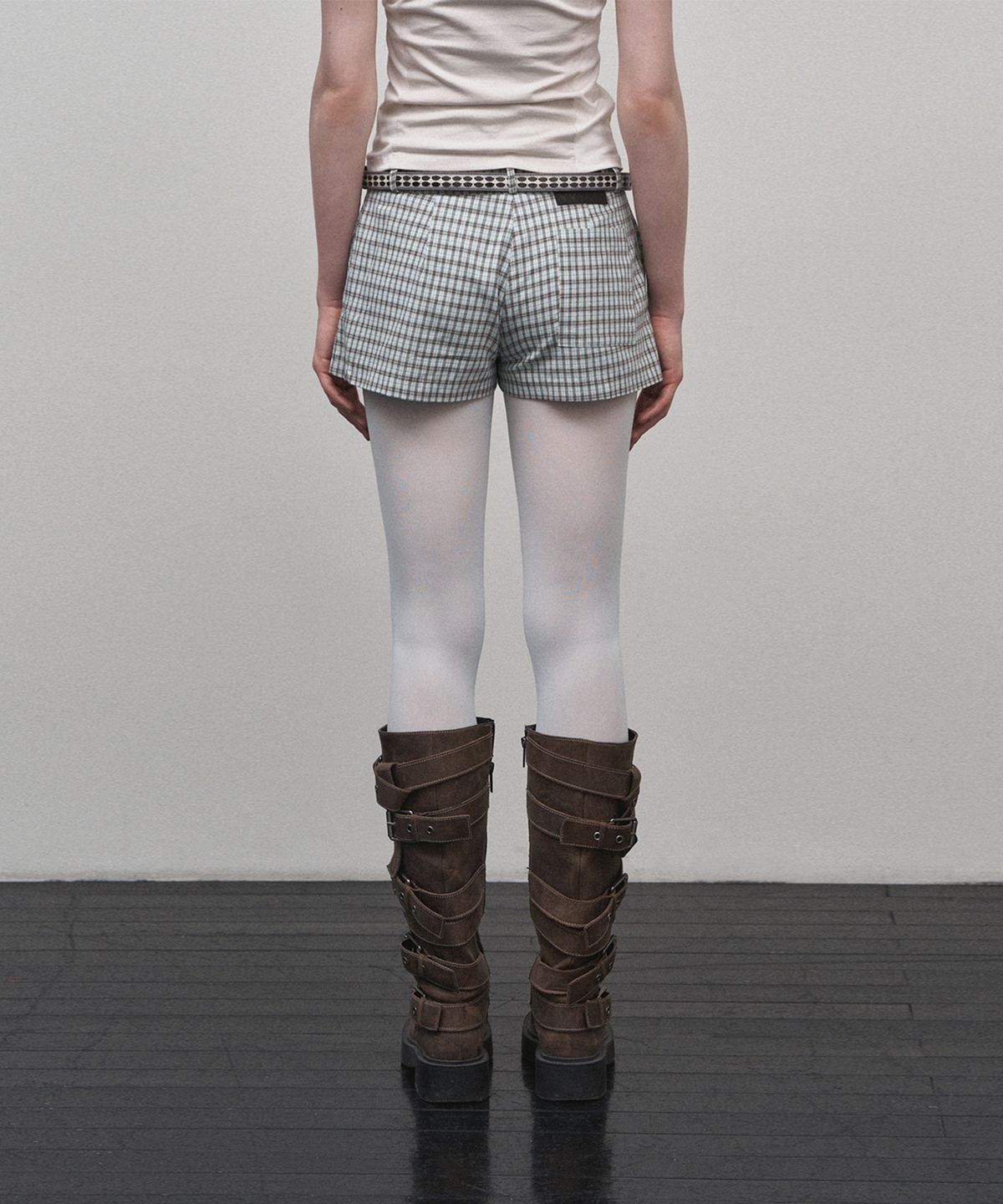 소어티(SOEOTI) Check Micro Shorts (Mint)