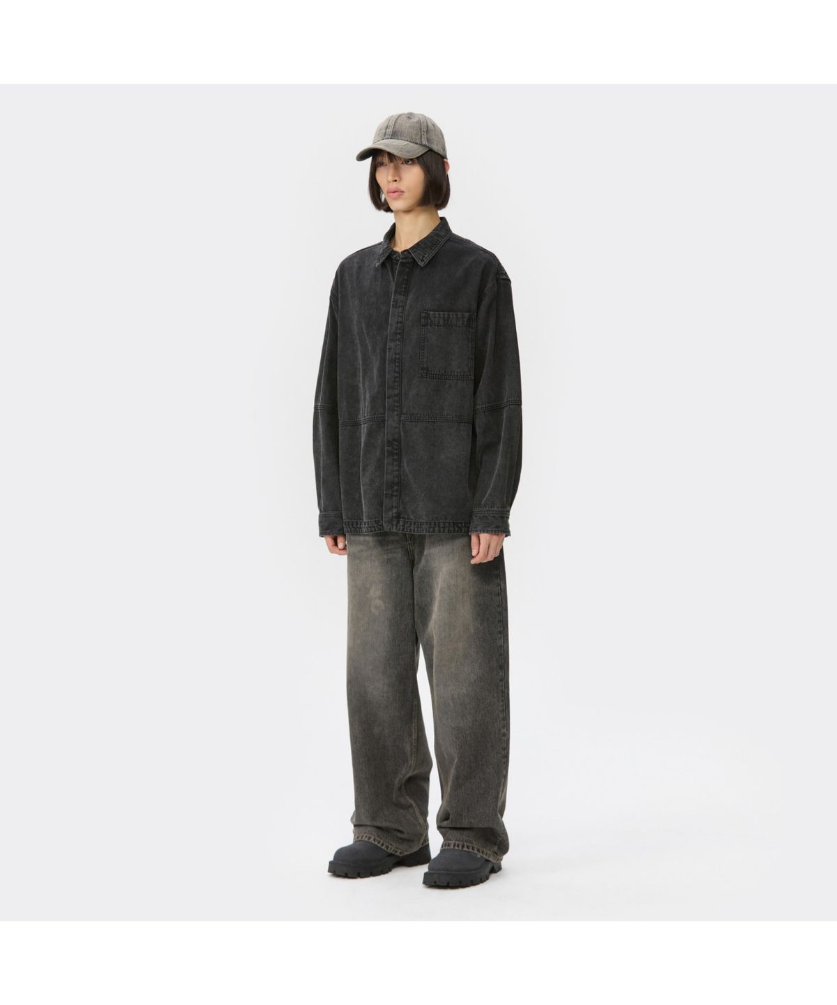 커스텀멜로우(CUSTOMELLOW) Black Line Denim Shirt CWSAW25201BKX