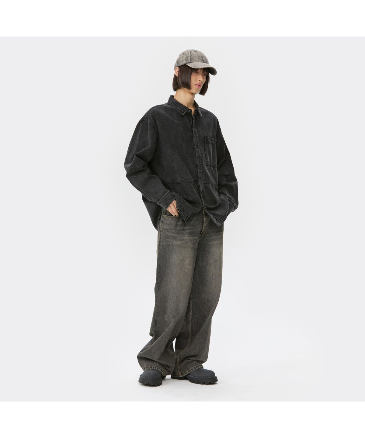 커스텀멜로우(CUSTOMELLOW) Black Line Denim Shirt CWSAW25201BKX