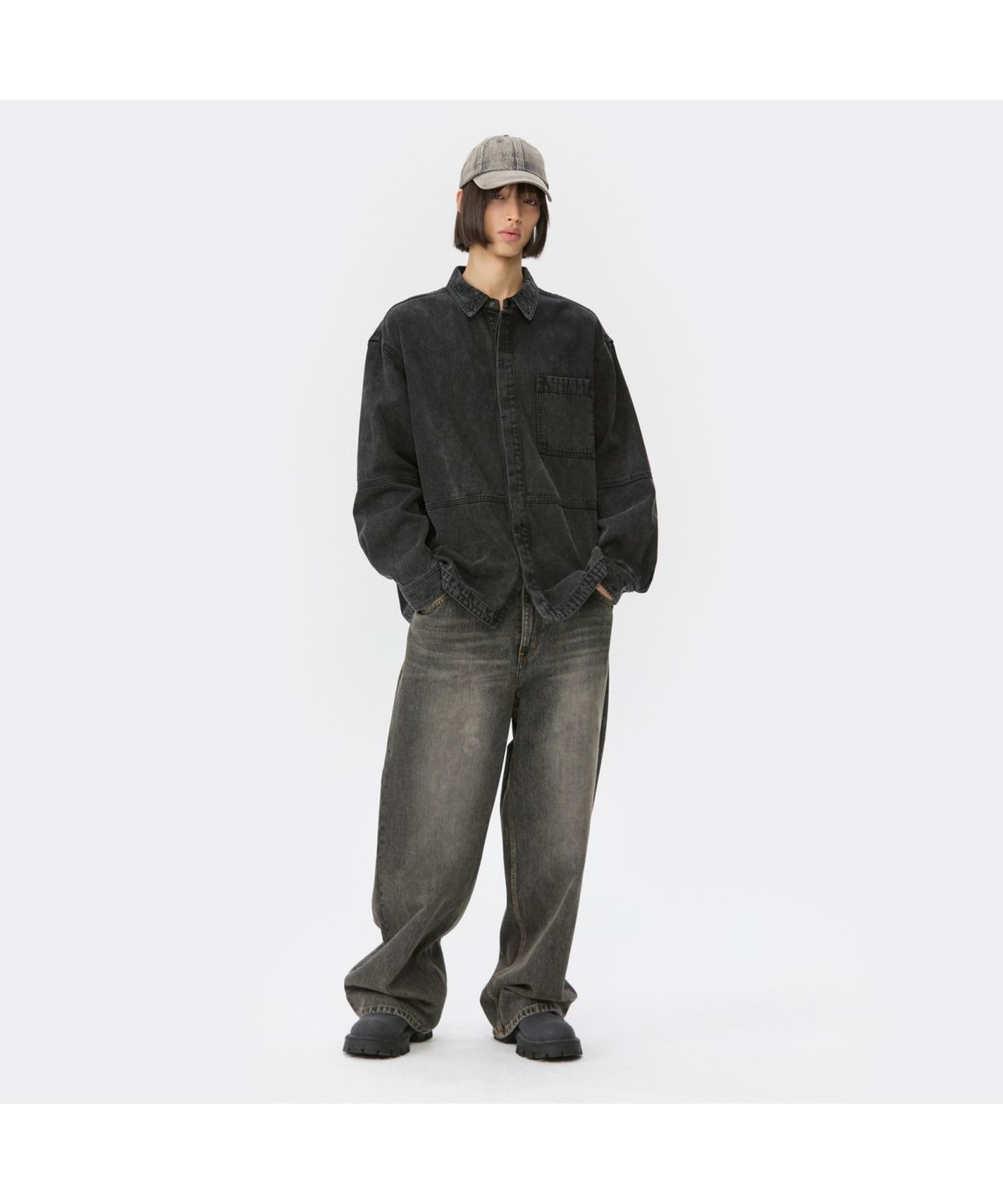 커스텀멜로우(CUSTOMELLOW) Black Line Denim Shirt CWSAW25201BKX