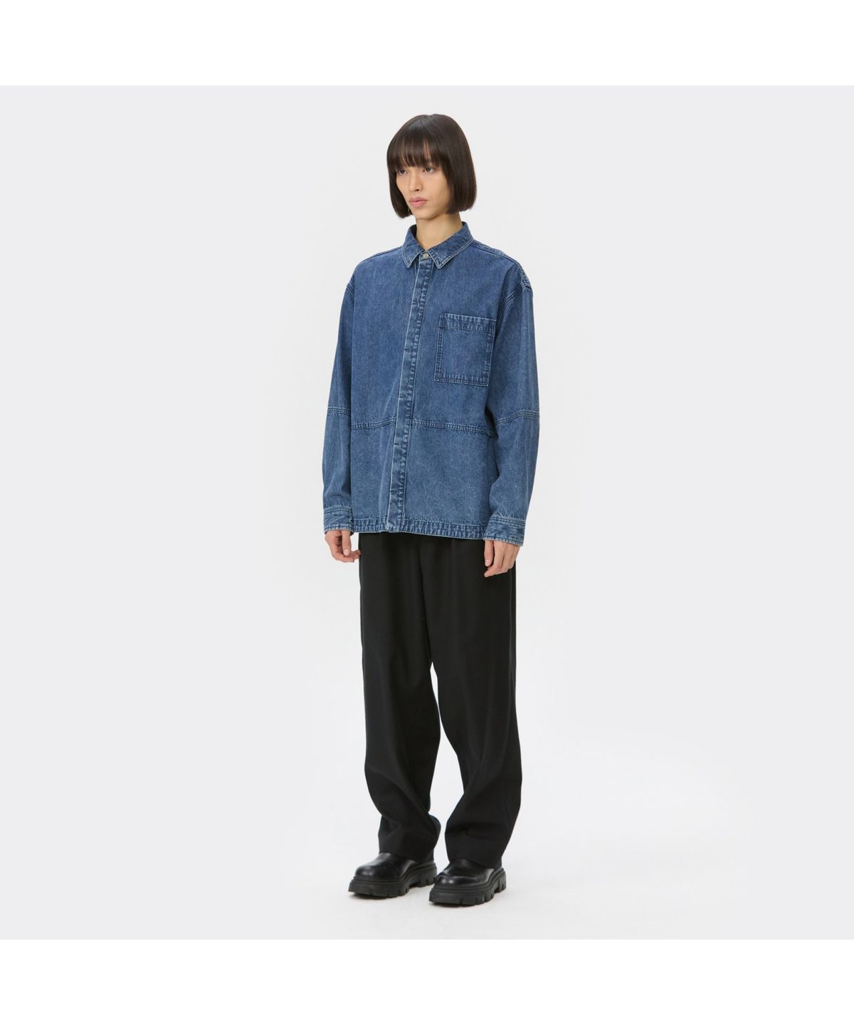 커스텀멜로우(CUSTOMELLOW) Blue Line Denim Shirt CWSAW25201BUX