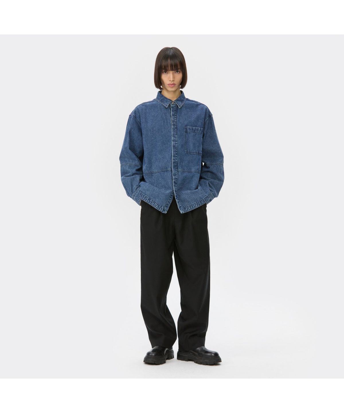 커스텀멜로우(CUSTOMELLOW) Blue Line Denim Shirt CWSAW25201BUX