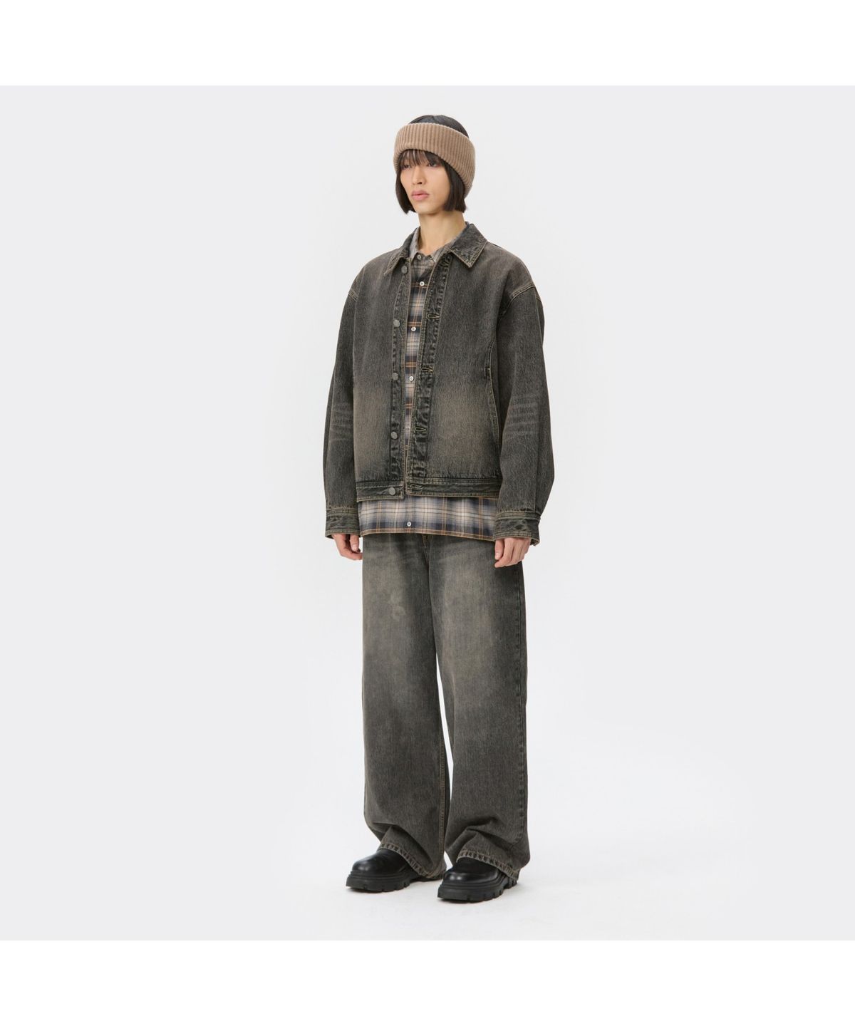 커스텀멜로우(CUSTOMELLOW) Brown Wide Fit Jeans CWPAA25592BKX