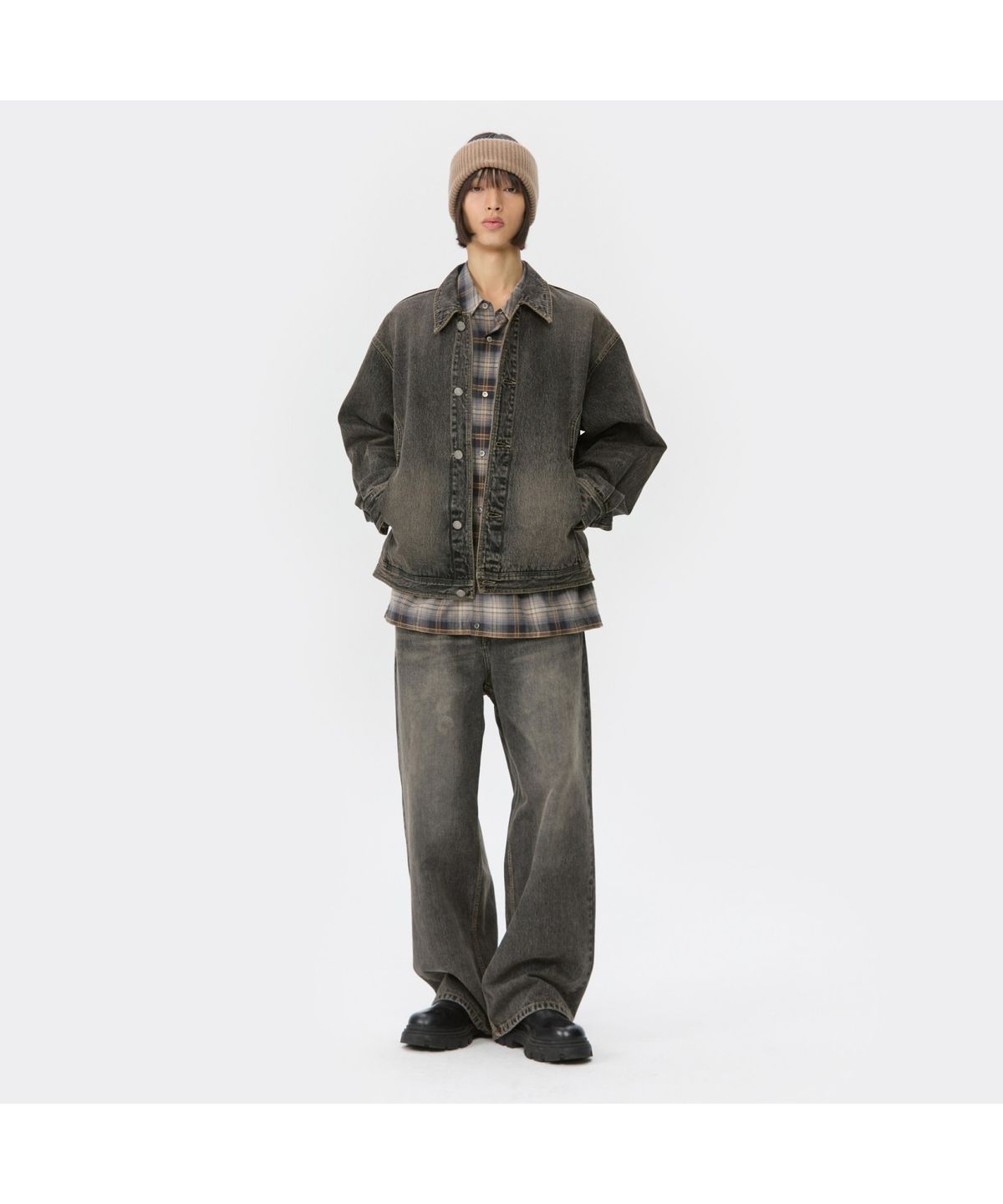 커스텀멜로우(CUSTOMELLOW) Brown Wide Fit Jeans CWPAA25592BKX