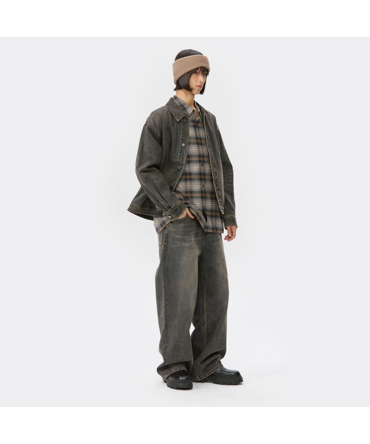 커스텀멜로우(CUSTOMELLOW) Brown Wide Fit Jeans CWPAA25592BKX
