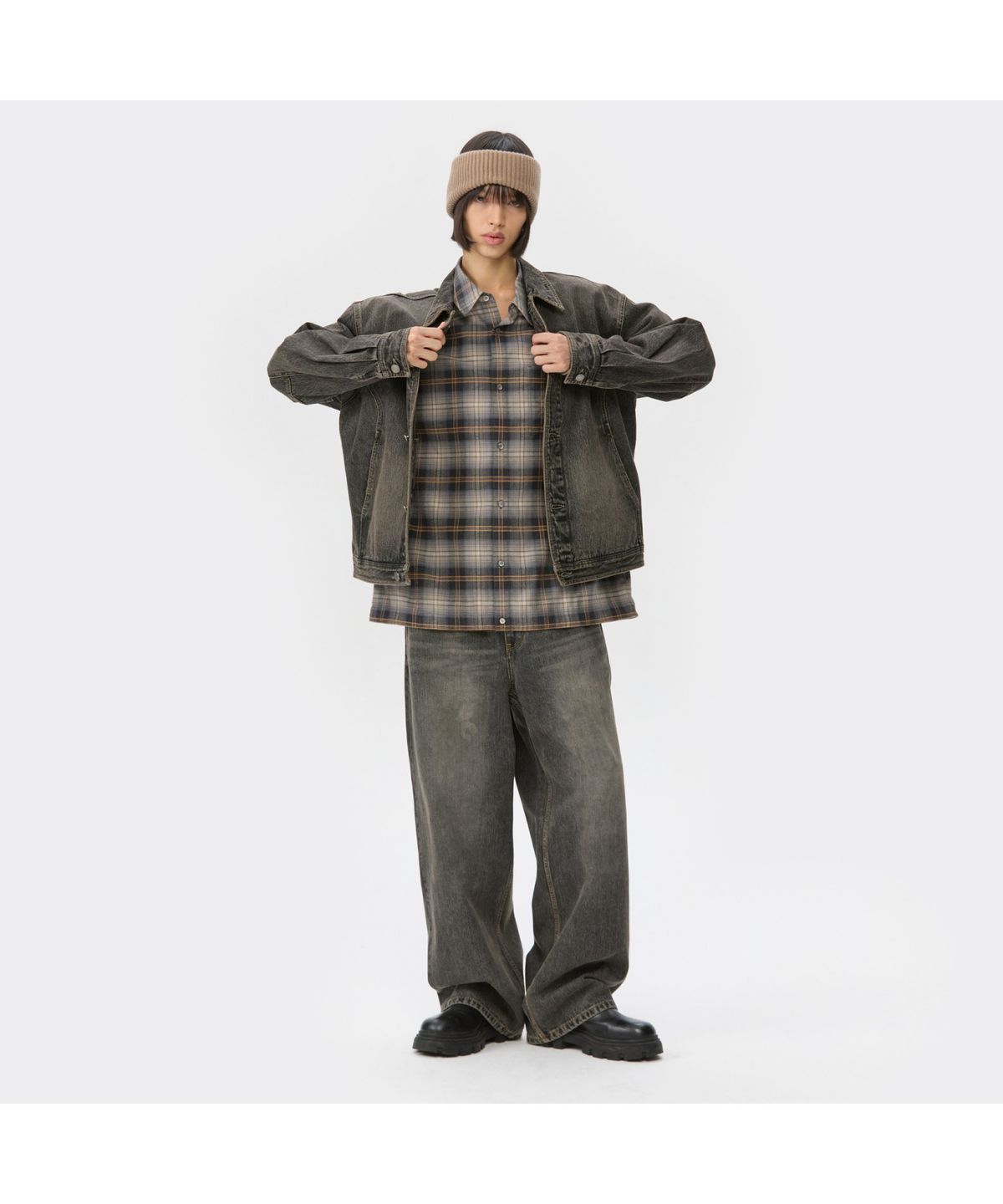 커스텀멜로우(CUSTOMELLOW) Brown Wide Fit Jeans CWPAA25592BKX