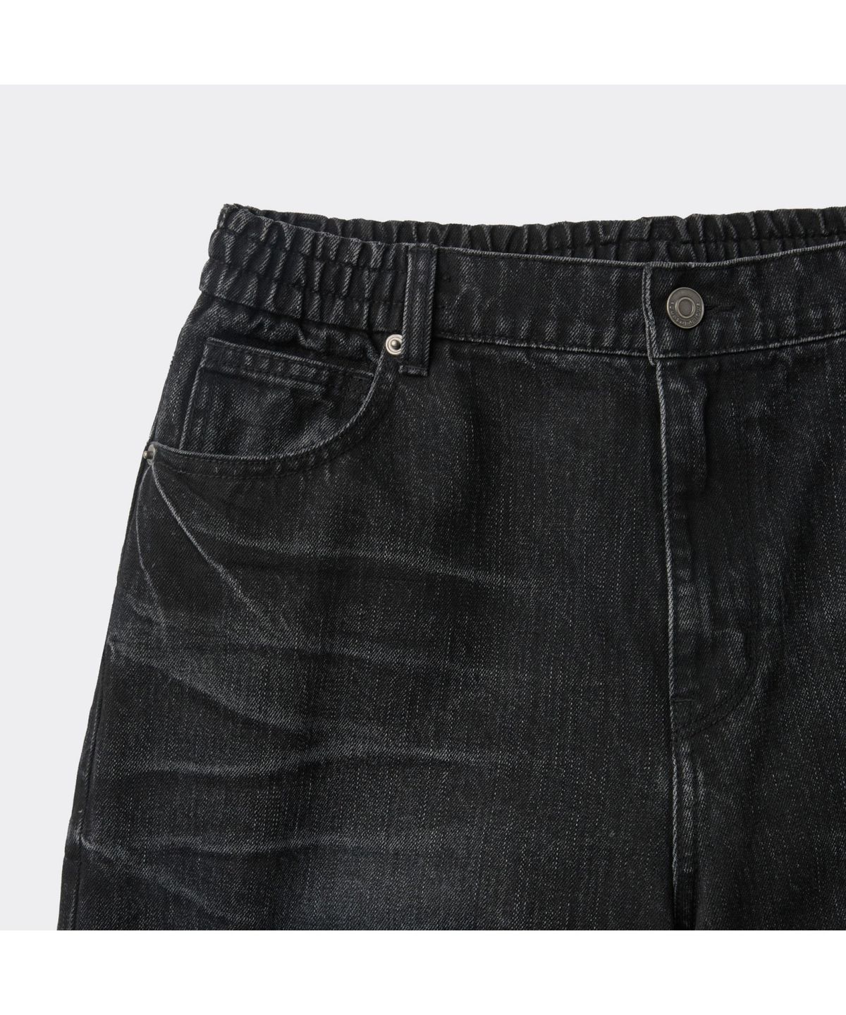 커스텀멜로우(CUSTOMELLOW) Black Wide Fit Embo Washed Jeans CWPAA25591BKX