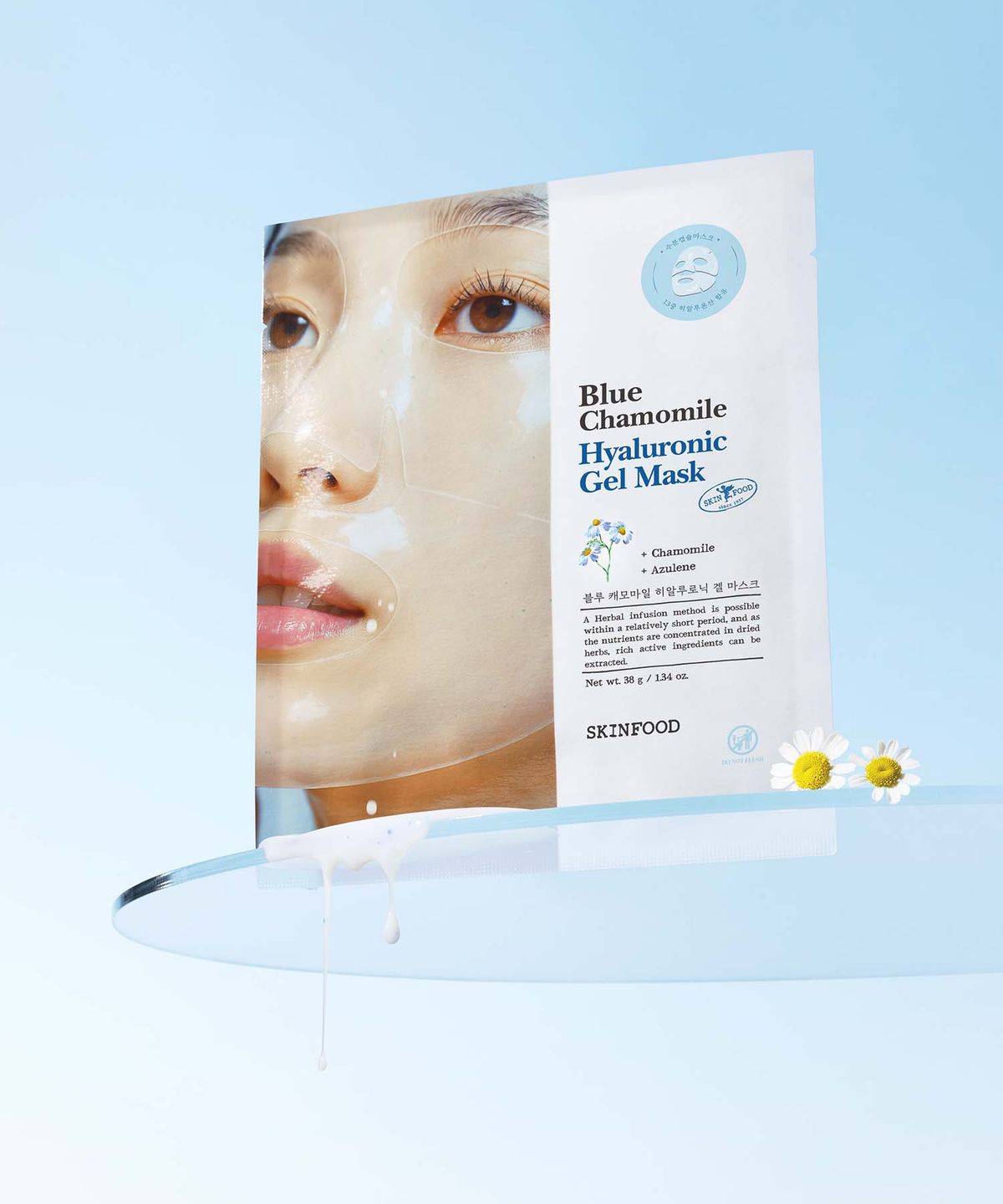 스킨푸드(SKINFOOD) 블루 캐모마일 히알루로닉 겔 마스크 5매입
