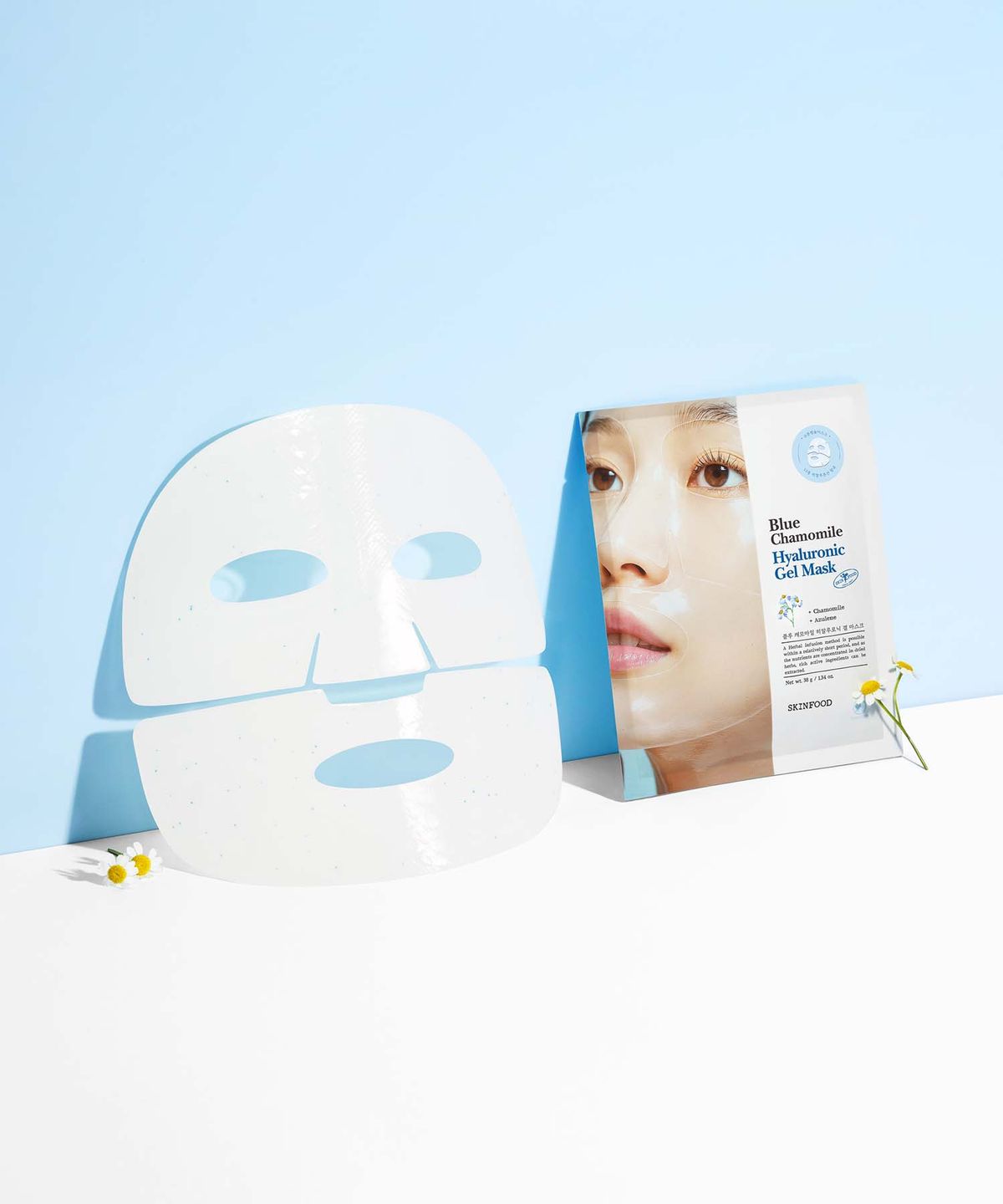 스킨푸드(SKINFOOD) 블루 캐모마일 히알루로닉 겔 마스크 5매입