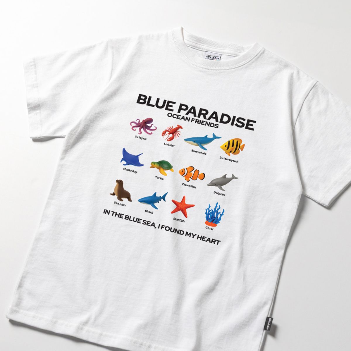 스플래시코드 키즈(SPLASHCODE KIDS) 키즈 반팔 티셔츠 화이트 - 블루 파라다이스(Blue Paradise)