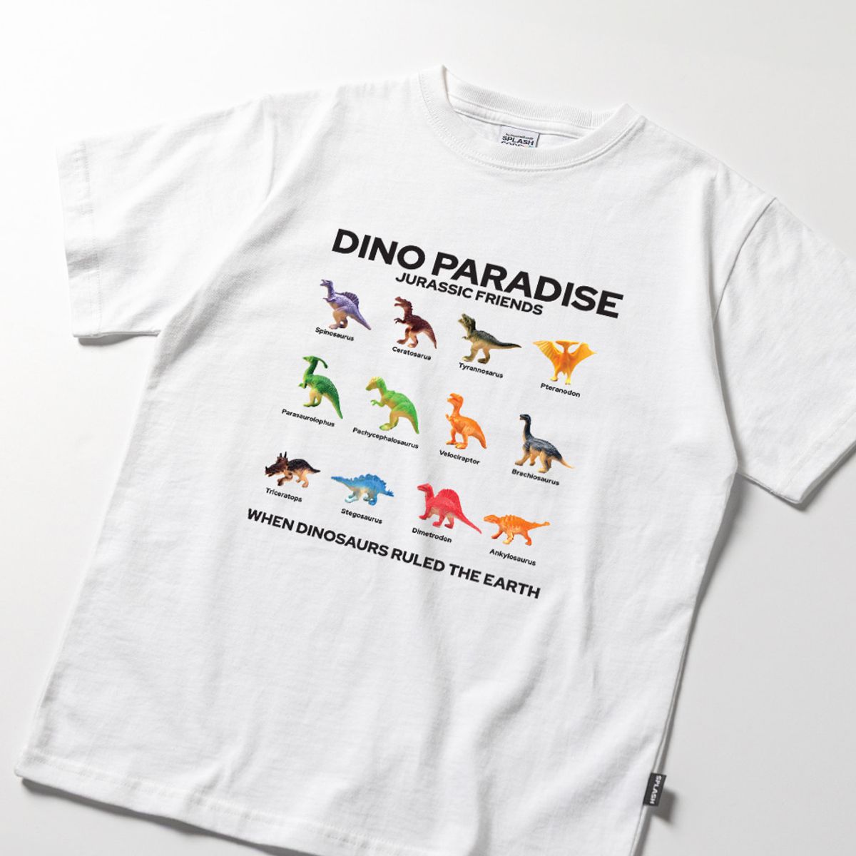 스플래시코드 키즈(SPLASHCODE KIDS) 키즈 반팔 티셔츠 화이트 - 디노 파라다이스(Dino Paradise)