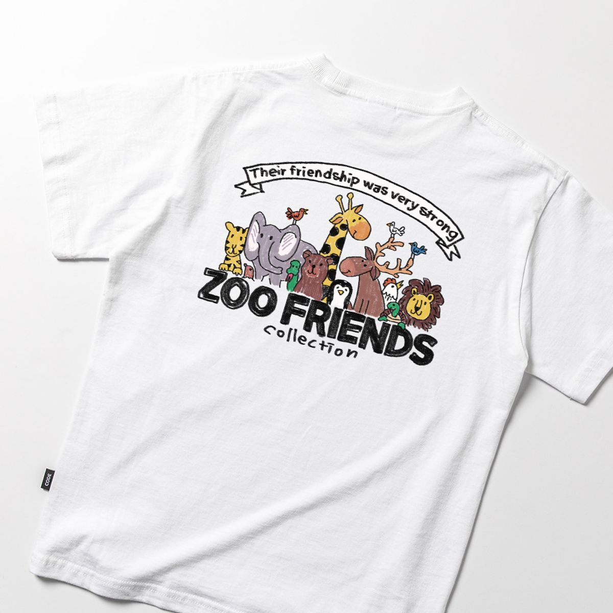 스플래시코드 키즈(SPLASHCODE KIDS) 키즈 반팔 티셔츠 화이트 - 크레용 동물 친구들(Crayon Zoo Friends)