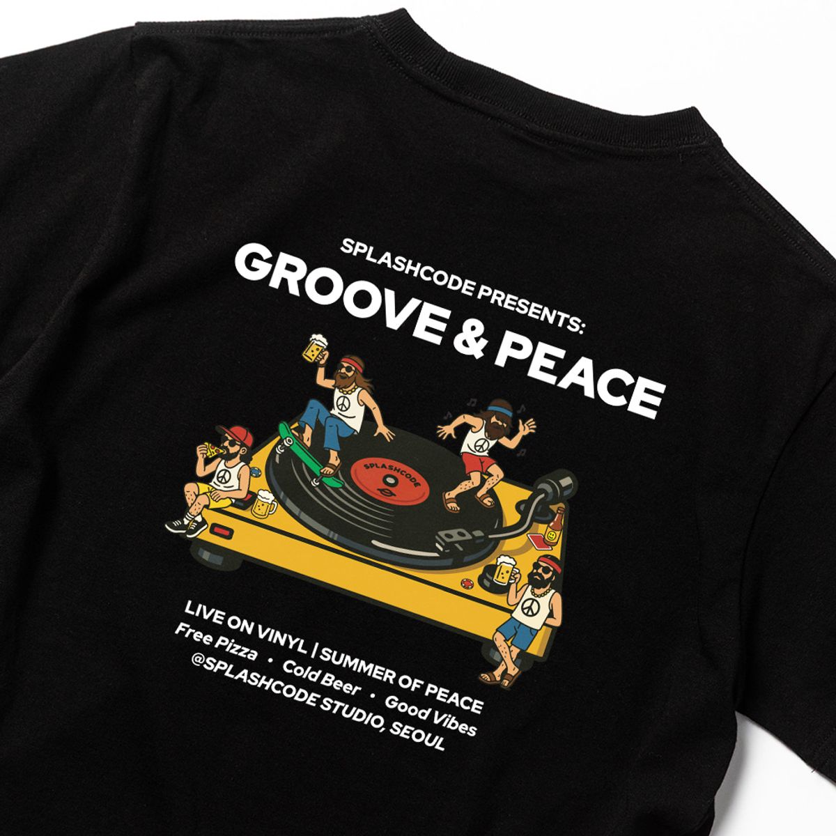 스플래시코드 키즈(SPLASHCODE KIDS) 키즈 반팔 티셔츠 블랙 - 그루브 앤 피스(Groove and Peace)