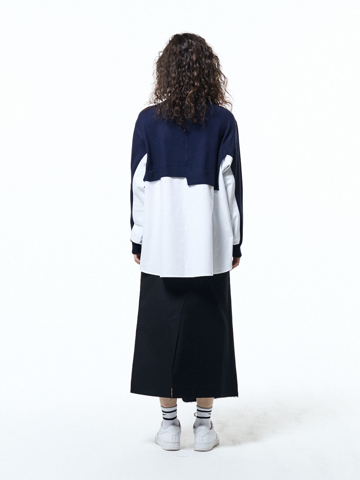 하우스공칠이씨(HAUS072C) KNIT SHIRTS MIX TOP NAVY