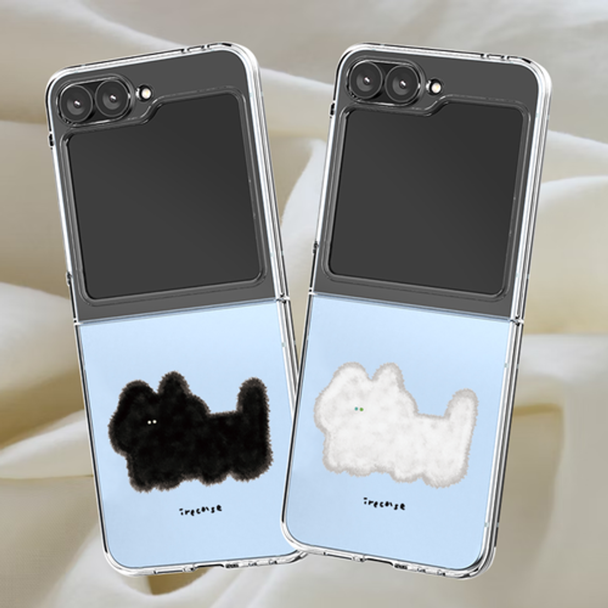 이레케이스앤굿즈(IRECASEGOODS) 복슬 고양이 갤럭시 Z플립7 플립6 플립5 투명하드케이스