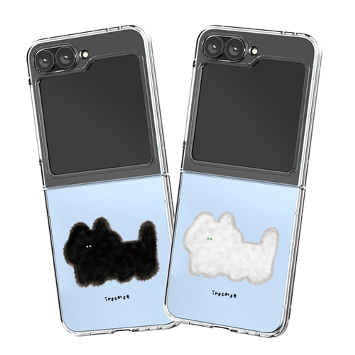 이레케이스앤굿즈(IRECASEGOODS) 복슬 고양이 갤럭시 Z플립7 플립6 플립5 투명하드케이스