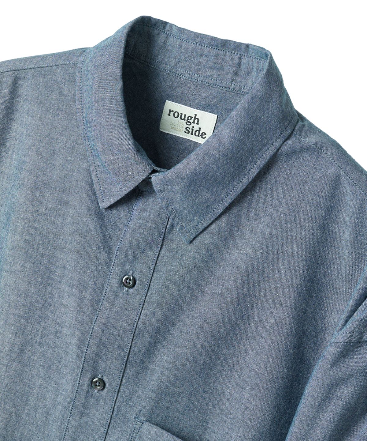 러프사이드(ROUGHSIDE) Shirring Shirt Blue