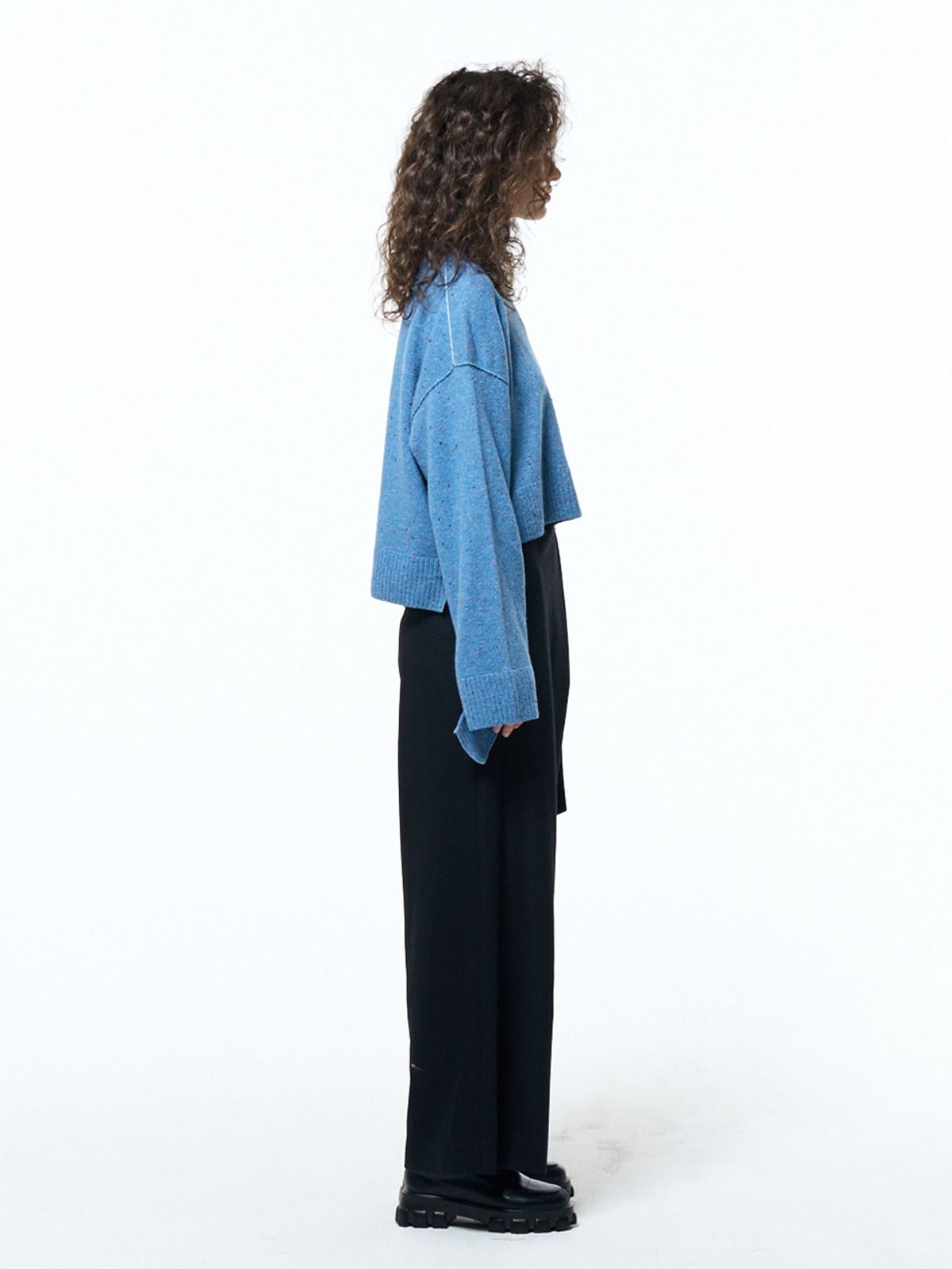 하우스공칠이씨(HAUS072C) WRAP STYLE WOOL WIDE PT BLACK