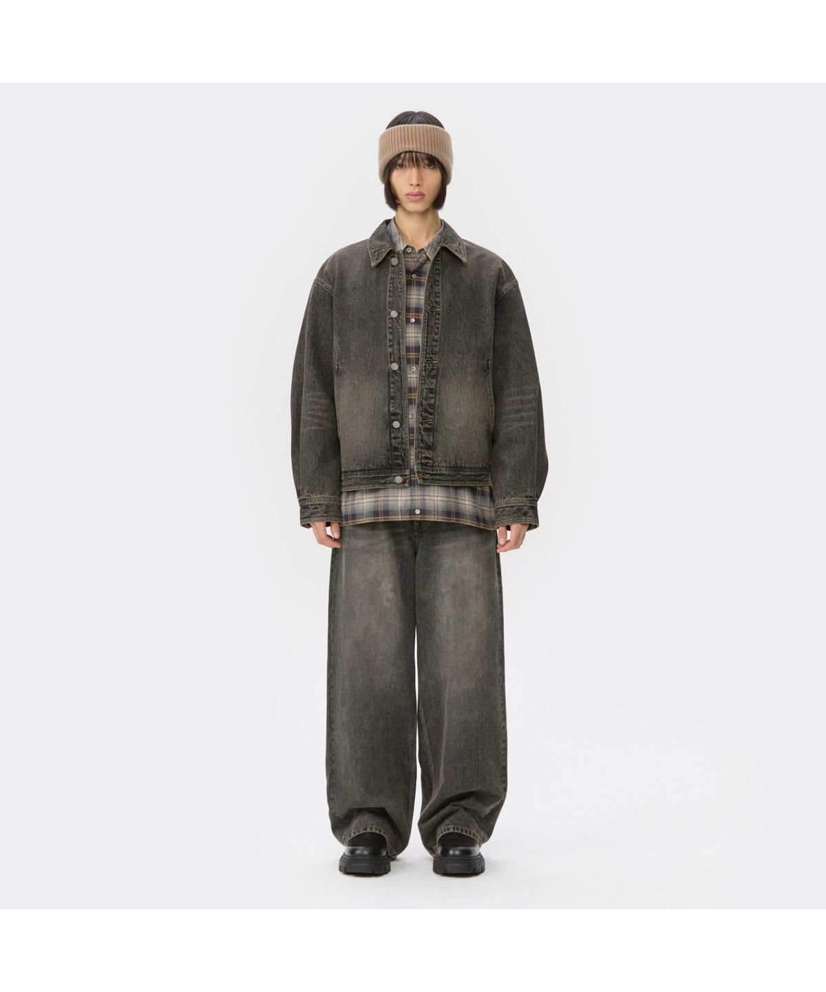 커스텀멜로우(CUSTOMELLOW) Brown Vintage Denim Shirt CWSAW25202BKX